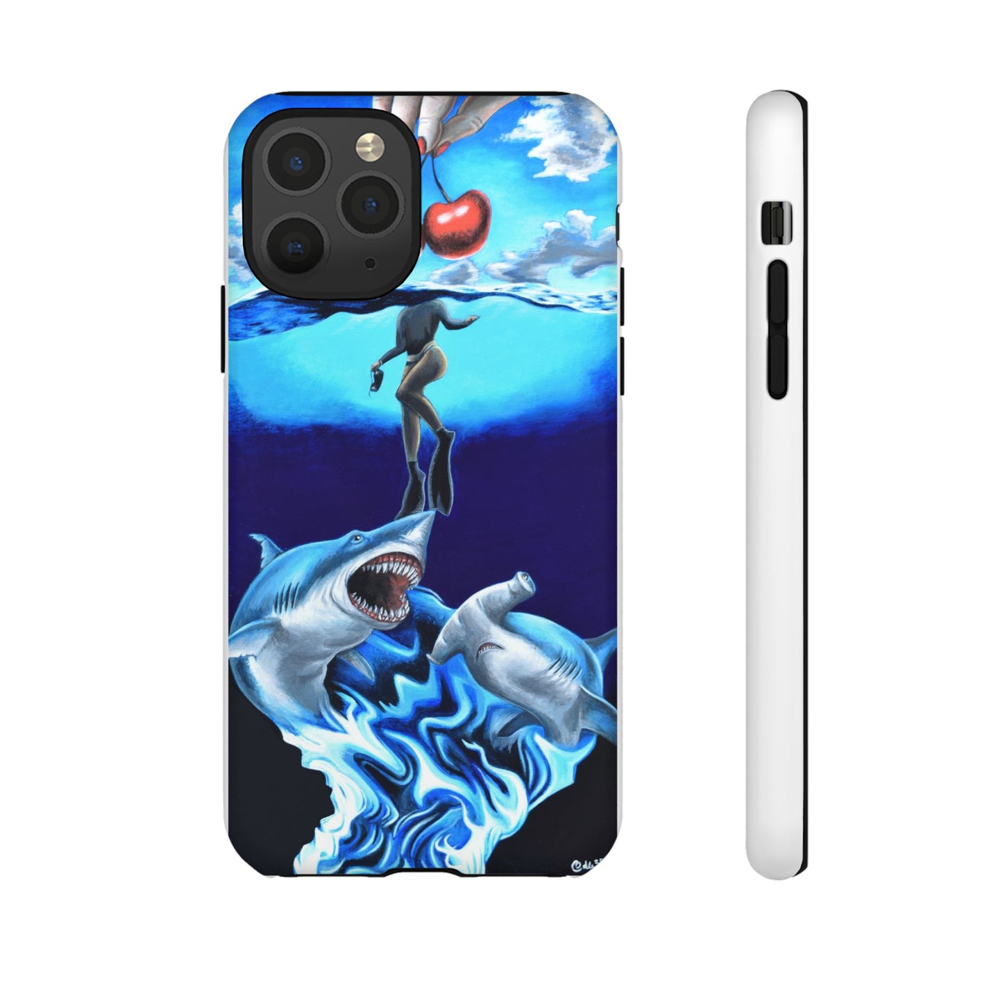 Shark Art Phone Case - Tough Cases, Unique Phone Accessories, Ocean-Inspired Gift, Underwater Art, Fun Phone Cover, Beach Lover Gift