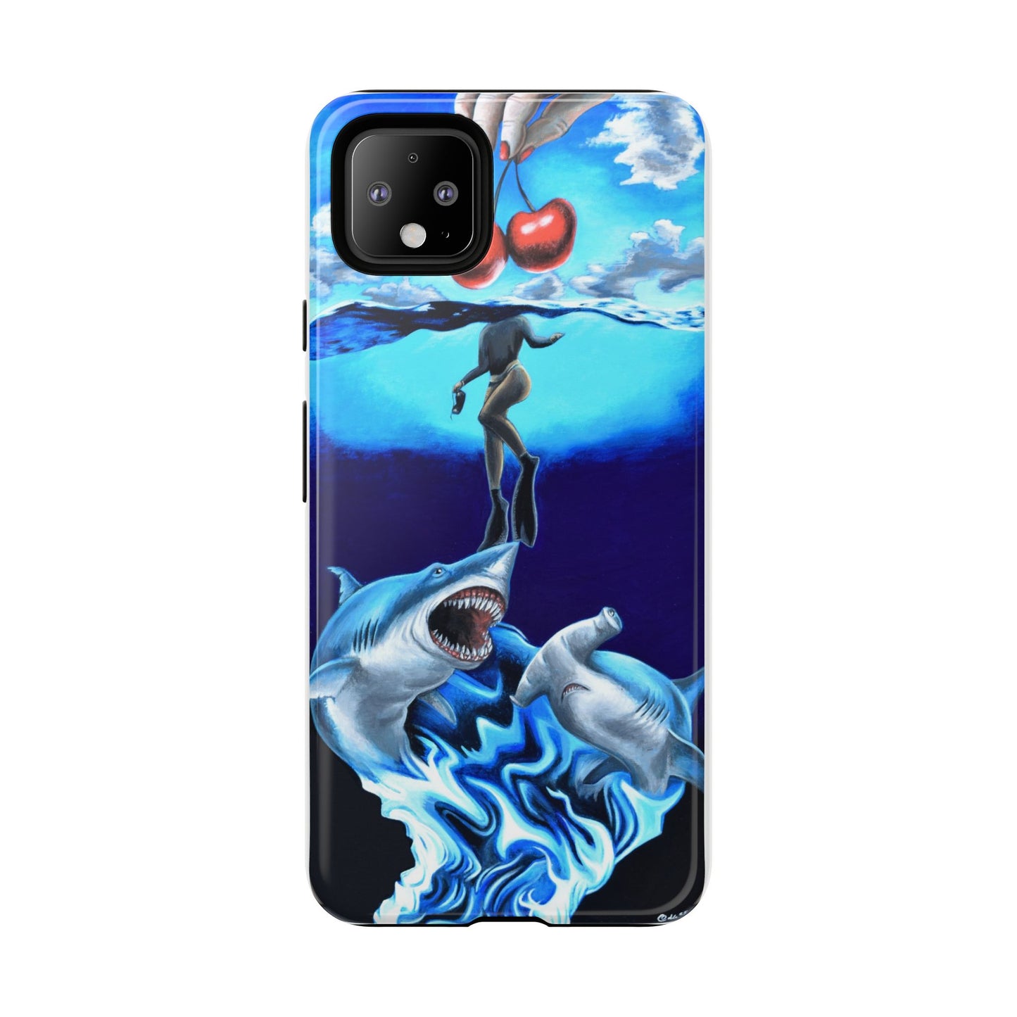 Shark Art Phone Case - Tough Cases, Unique Phone Accessories, Ocean-Inspired Gift, Underwater Art, Fun Phone Cover, Beach Lover Gift