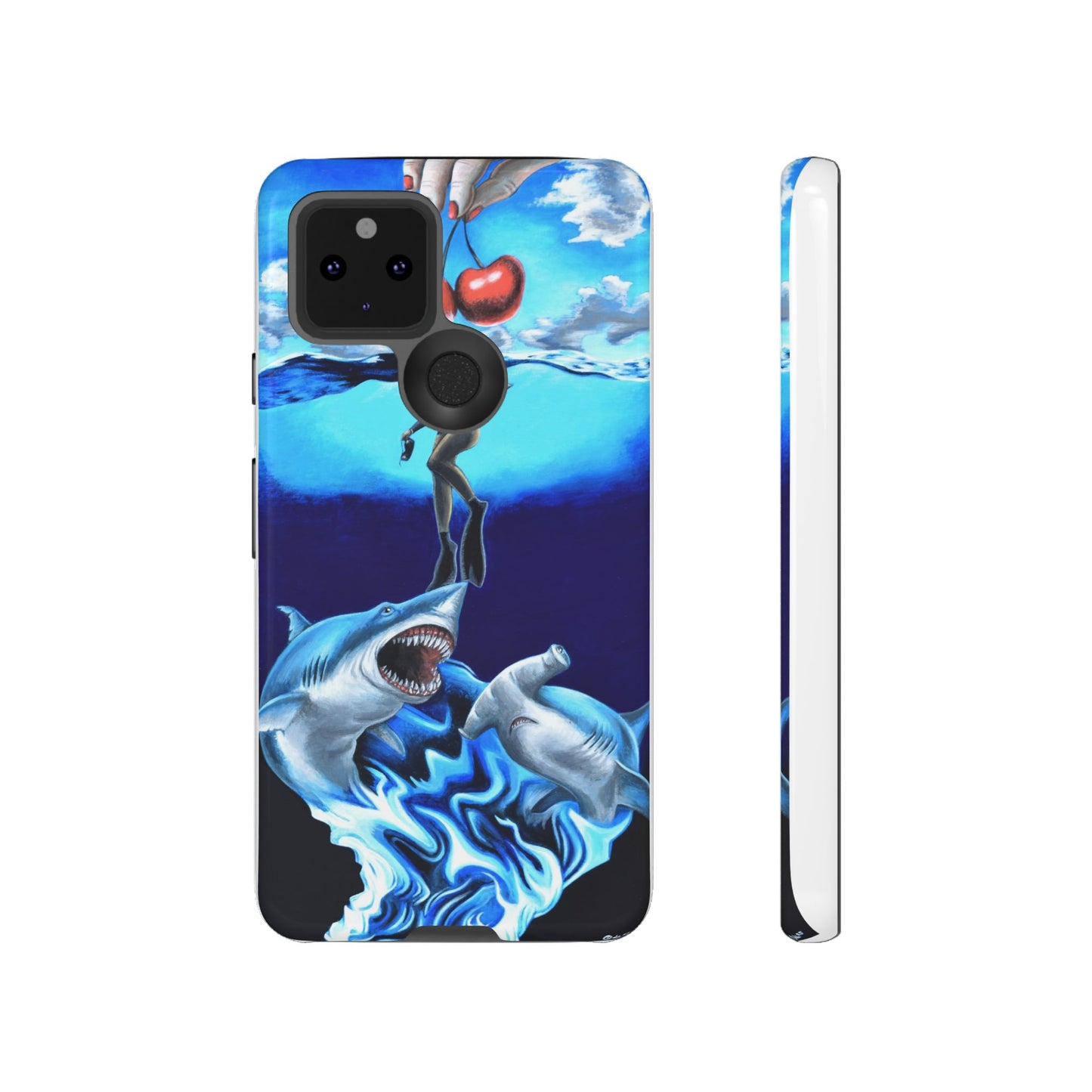 Shark Art Phone Case - Tough Cases, Unique Phone Accessories, Ocean-Inspired Gift, Underwater Art, Fun Phone Cover, Beach Lover Gift