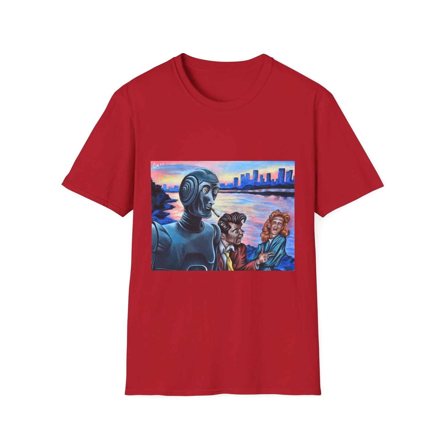 Retro Robot Unisex T-Shirt - Softstyle Graphic Tee for Tech Lovers