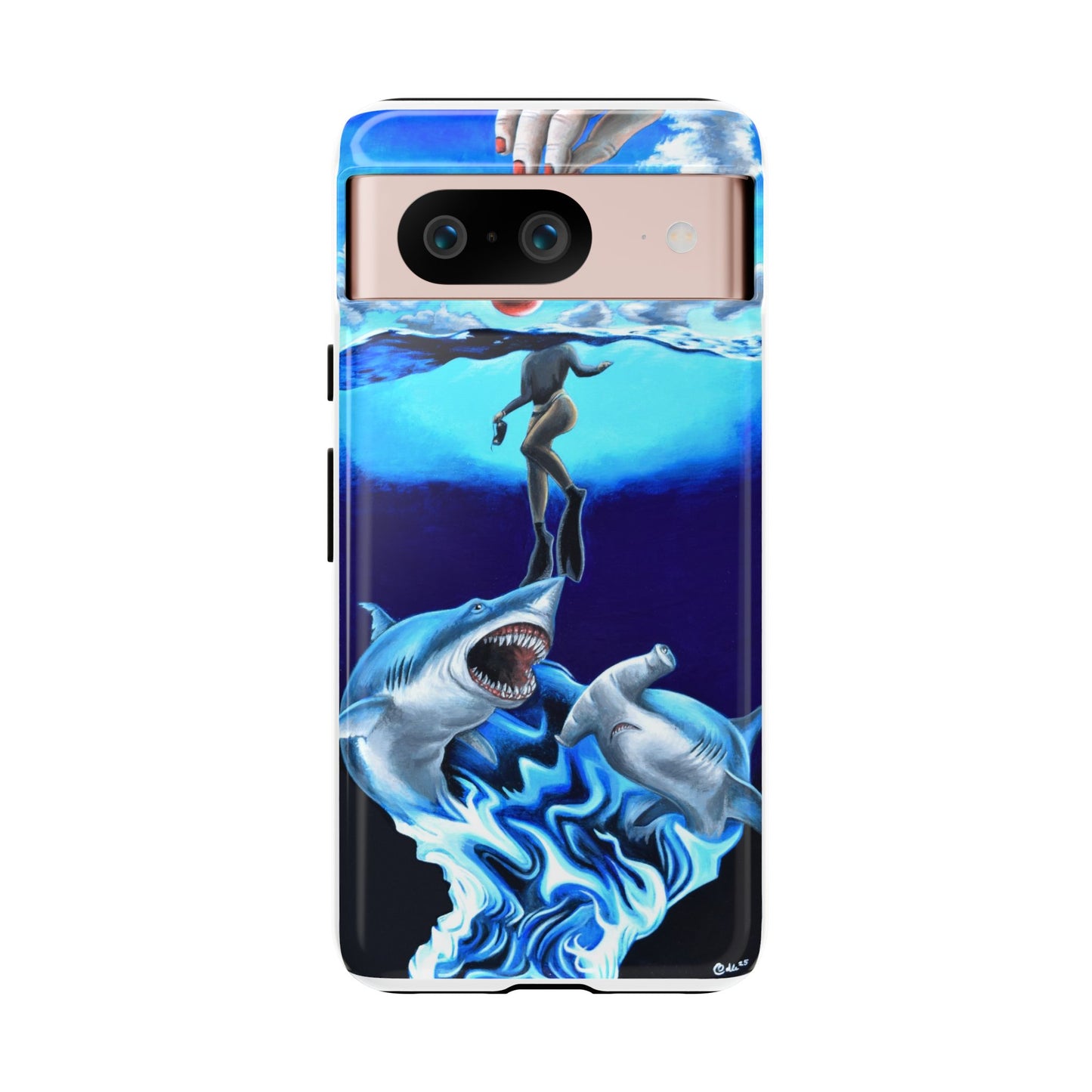 Shark Art Phone Case - Tough Cases, Unique Phone Accessories, Ocean-Inspired Gift, Underwater Art, Fun Phone Cover, Beach Lover Gift