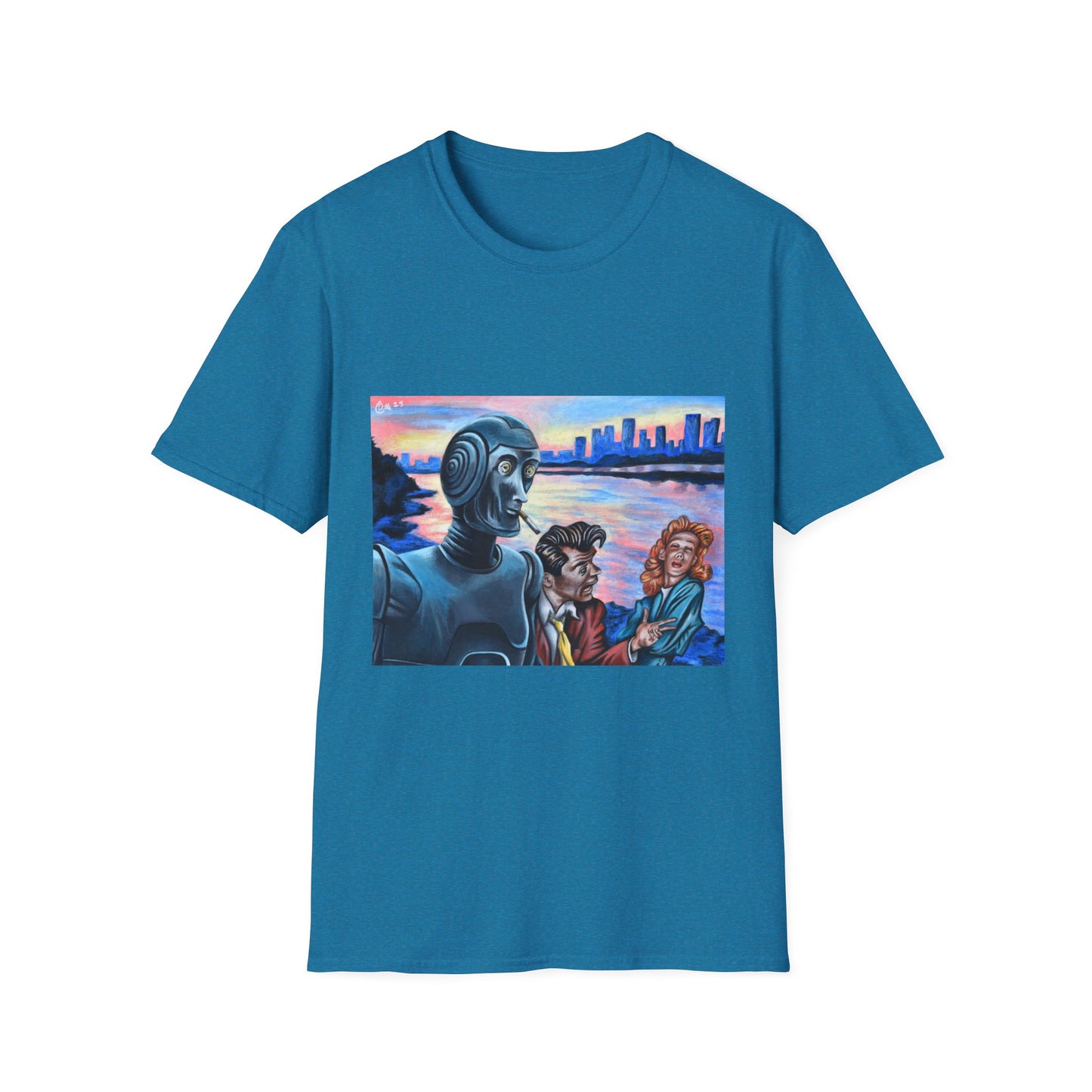 Retro Robot Unisex T-Shirt - Softstyle Graphic Tee for Tech Lovers