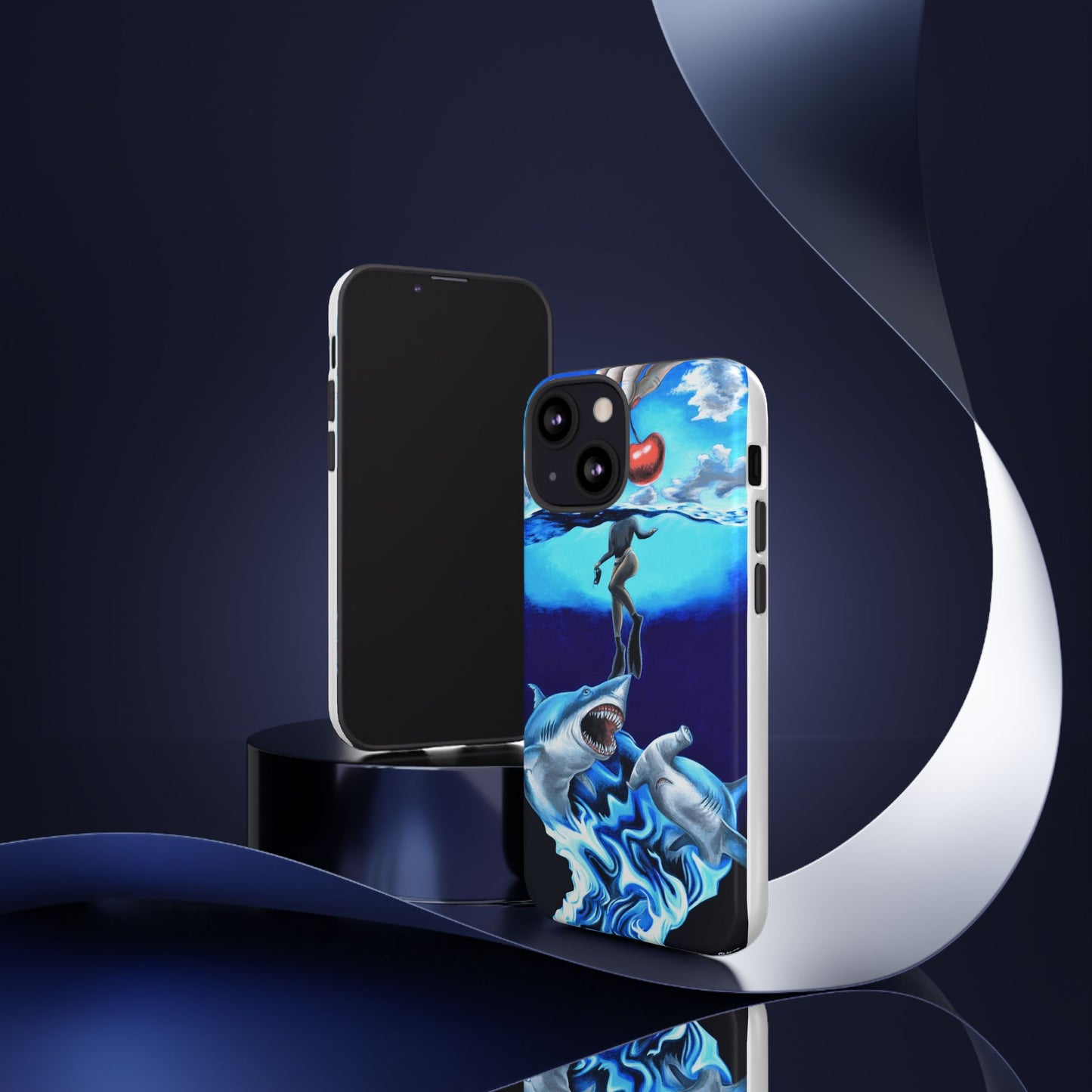 Shark Art Phone Case - Tough Cases, Unique Phone Accessories, Ocean-Inspired Gift, Underwater Art, Fun Phone Cover, Beach Lover Gift