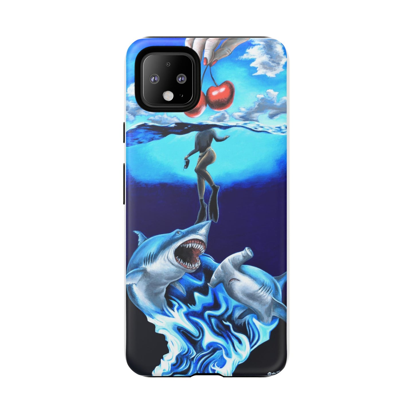 Shark Art Phone Case - Tough Cases, Unique Phone Accessories, Ocean-Inspired Gift, Underwater Art, Fun Phone Cover, Beach Lover Gift