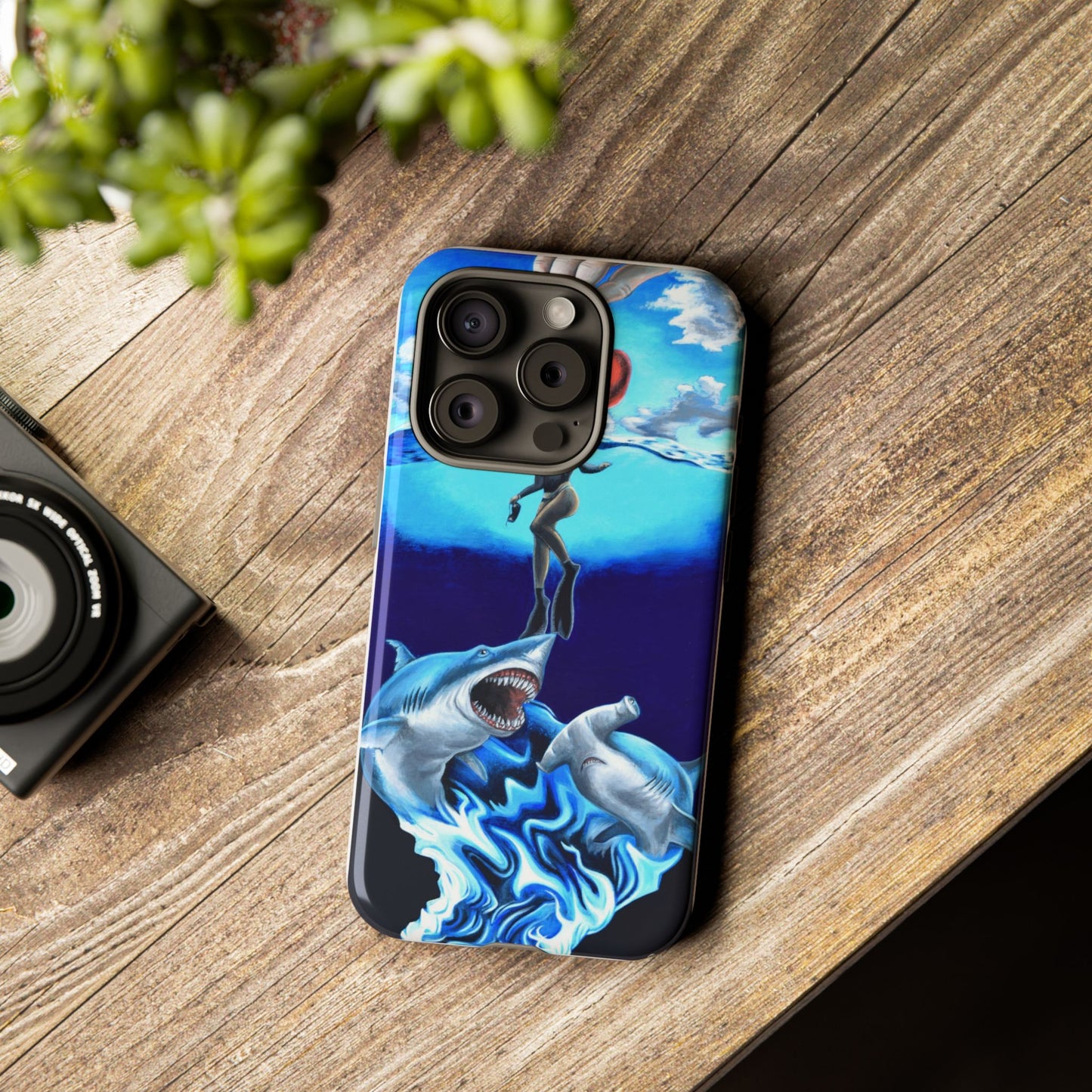 Shark Art Phone Case - Tough Cases, Unique Phone Accessories, Ocean-Inspired Gift, Underwater Art, Fun Phone Cover, Beach Lover Gift