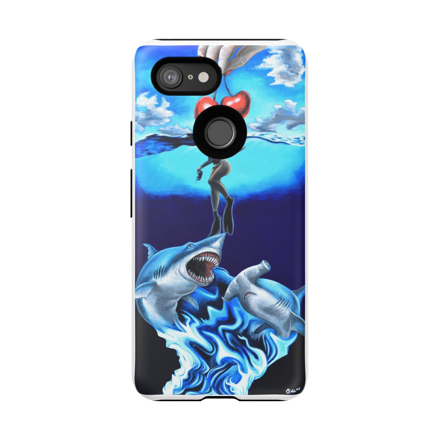 Shark Art Phone Case - Tough Cases, Unique Phone Accessories, Ocean-Inspired Gift, Underwater Art, Fun Phone Cover, Beach Lover Gift