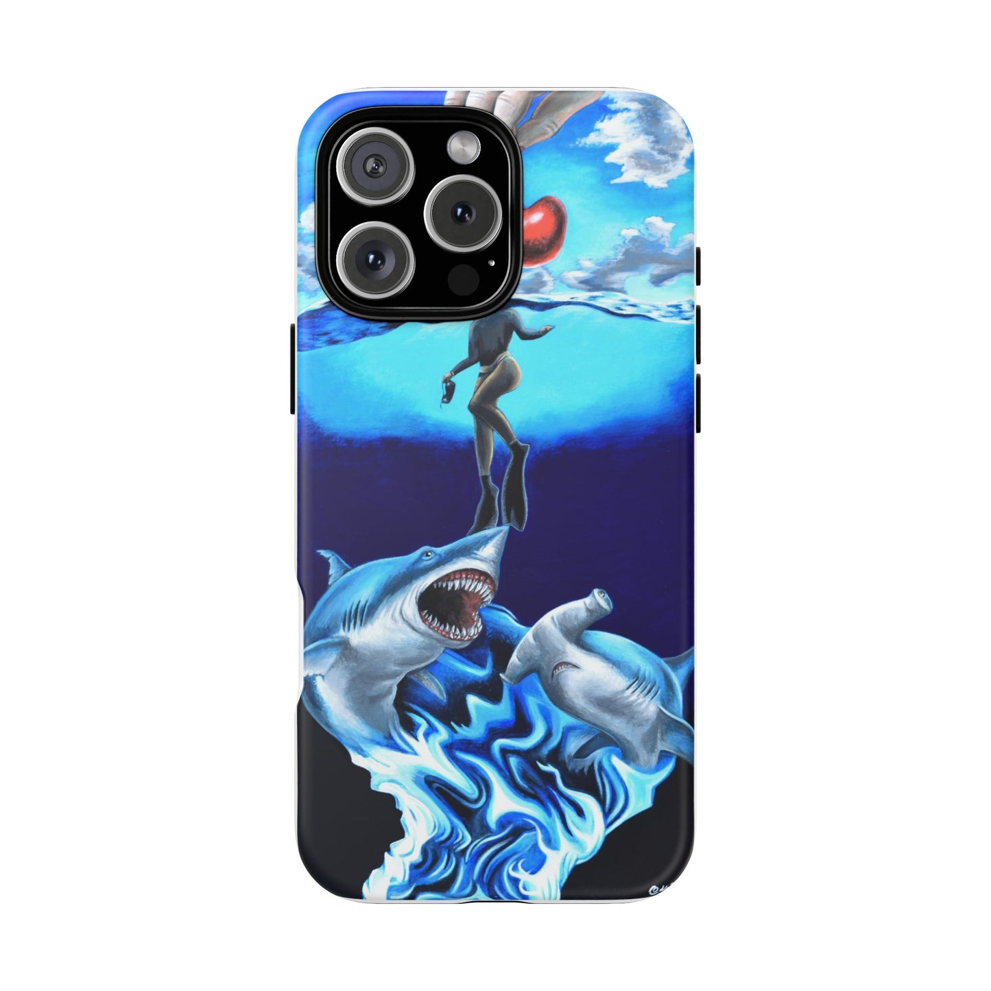 Shark Art Phone Case - Tough Cases, Unique Phone Accessories, Ocean-Inspired Gift, Underwater Art, Fun Phone Cover, Beach Lover Gift