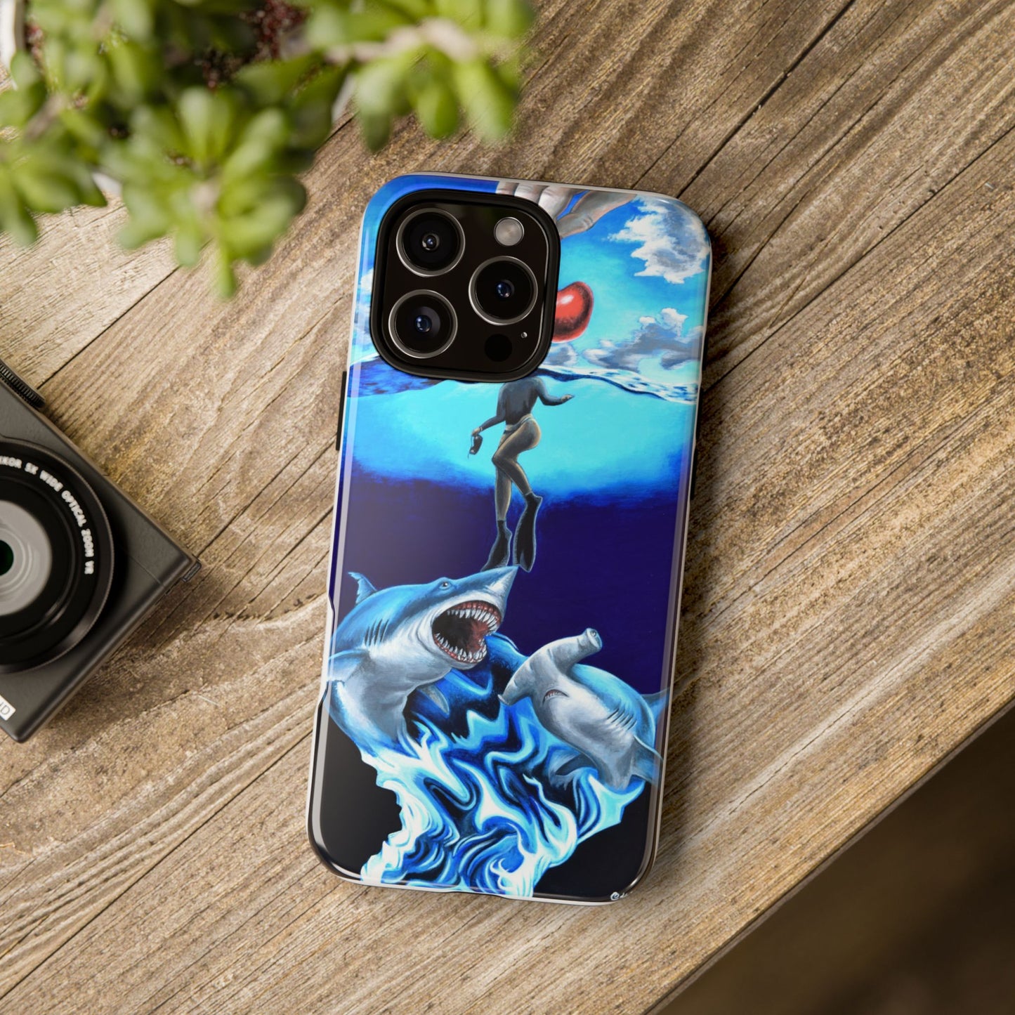 Shark Art Phone Case - Tough Cases, Unique Phone Accessories, Ocean-Inspired Gift, Underwater Art, Fun Phone Cover, Beach Lover Gift