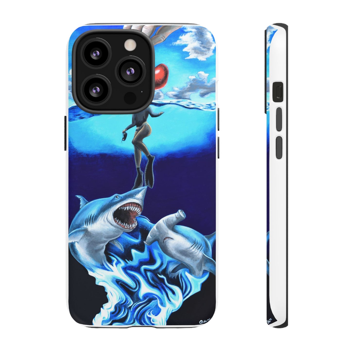 Shark Art Phone Case - Tough Cases, Unique Phone Accessories, Ocean-Inspired Gift, Underwater Art, Fun Phone Cover, Beach Lover Gift