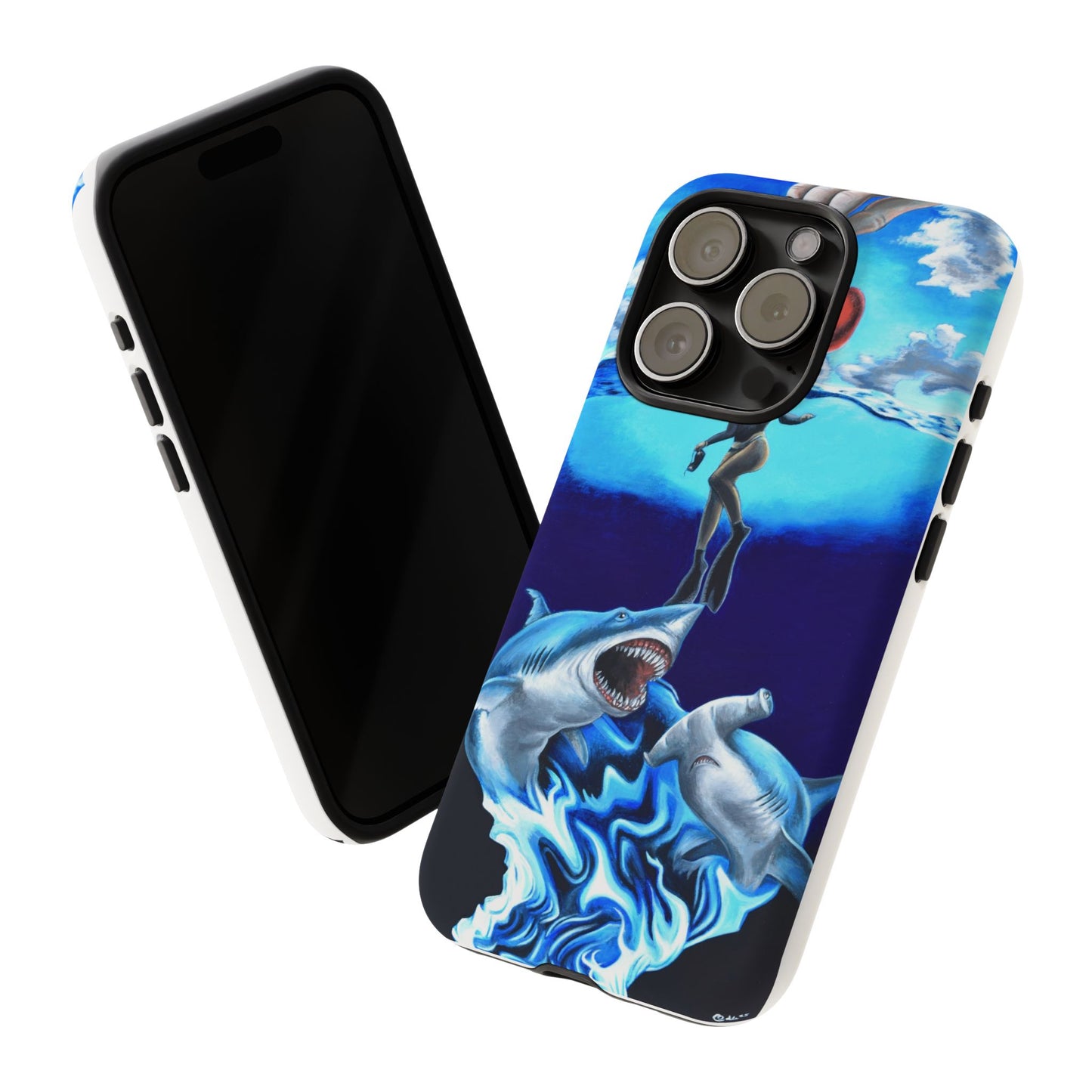 Shark Art Phone Case - Tough Cases, Unique Phone Accessories, Ocean-Inspired Gift, Underwater Art, Fun Phone Cover, Beach Lover Gift
