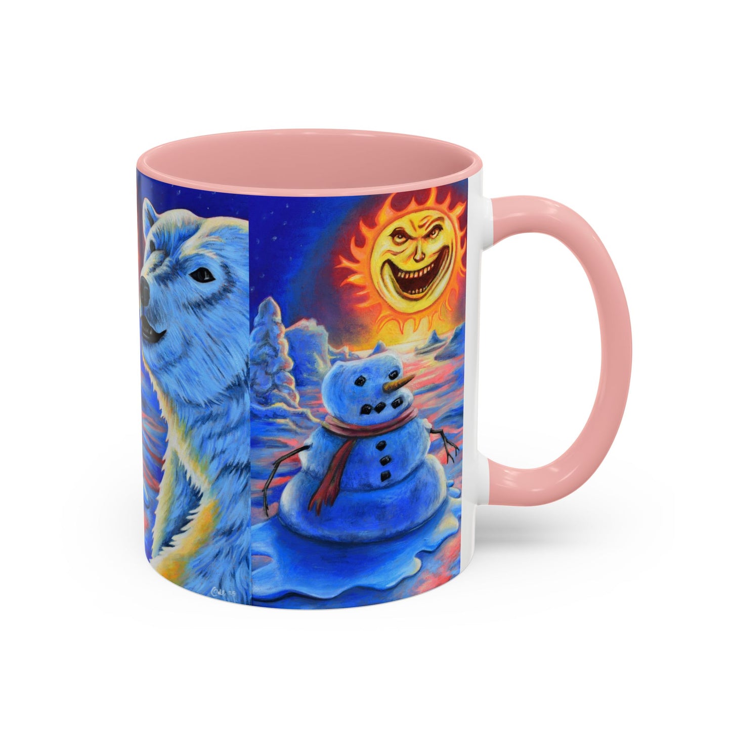 Vibrant Polar Art Coffee Mug | Fun Winter Beverage Cup, Holiday Gift, Unique Decor, Colorful Drinkware, Snowman Design