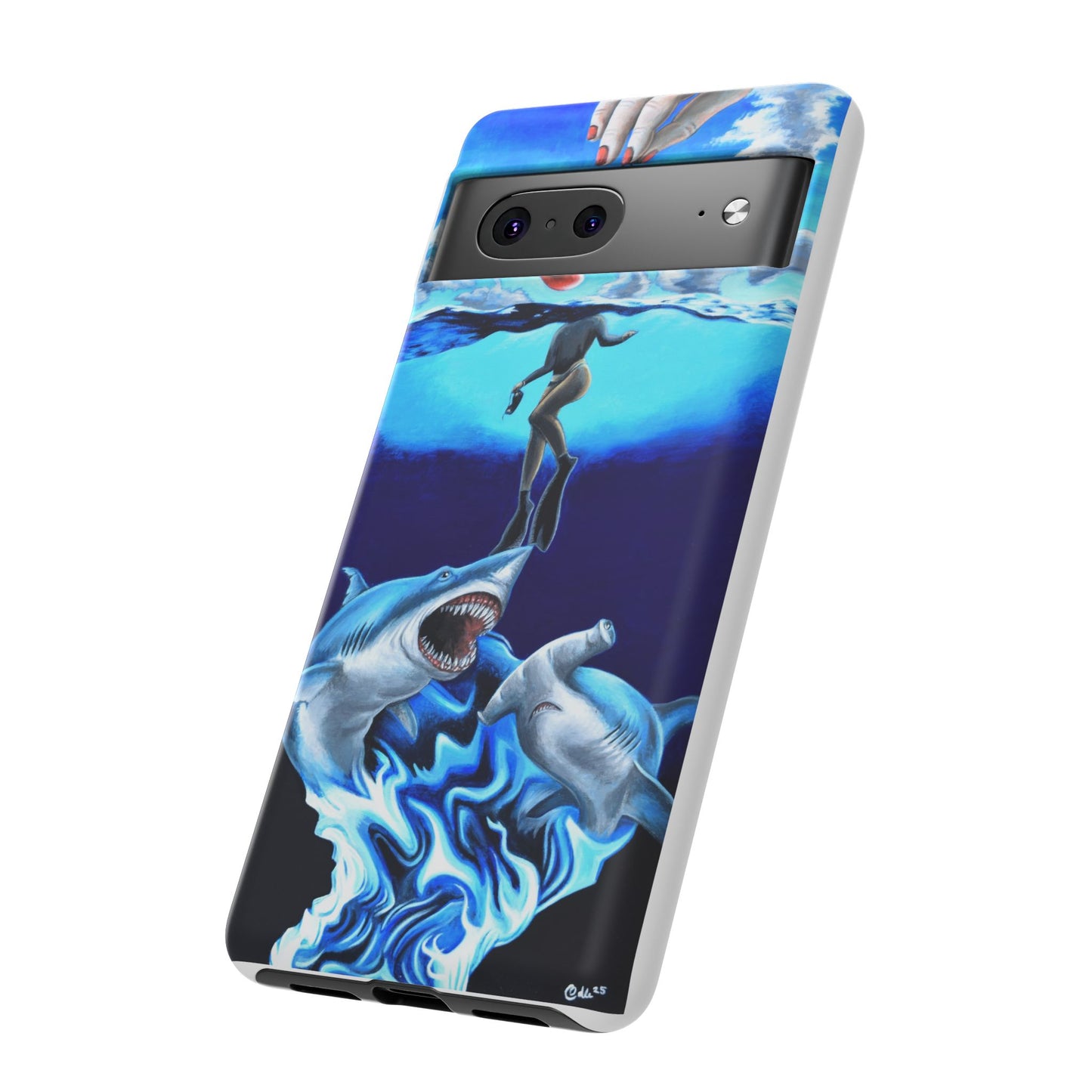 Shark Art Phone Case - Tough Cases, Unique Phone Accessories, Ocean-Inspired Gift, Underwater Art, Fun Phone Cover, Beach Lover Gift