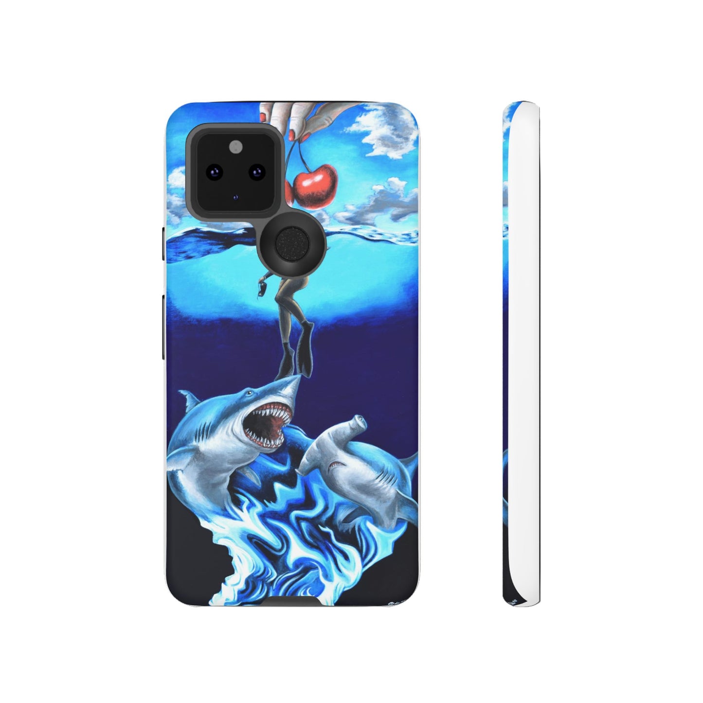 Shark Art Phone Case - Tough Cases, Unique Phone Accessories, Ocean-Inspired Gift, Underwater Art, Fun Phone Cover, Beach Lover Gift