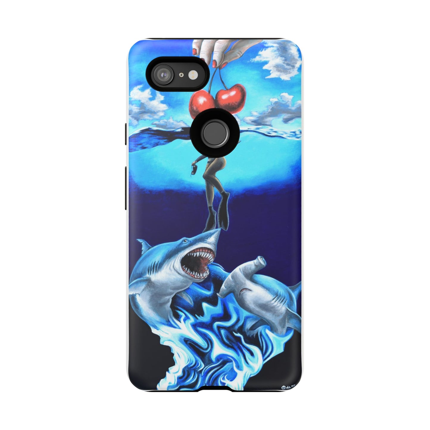Shark Art Phone Case - Tough Cases, Unique Phone Accessories, Ocean-Inspired Gift, Underwater Art, Fun Phone Cover, Beach Lover Gift