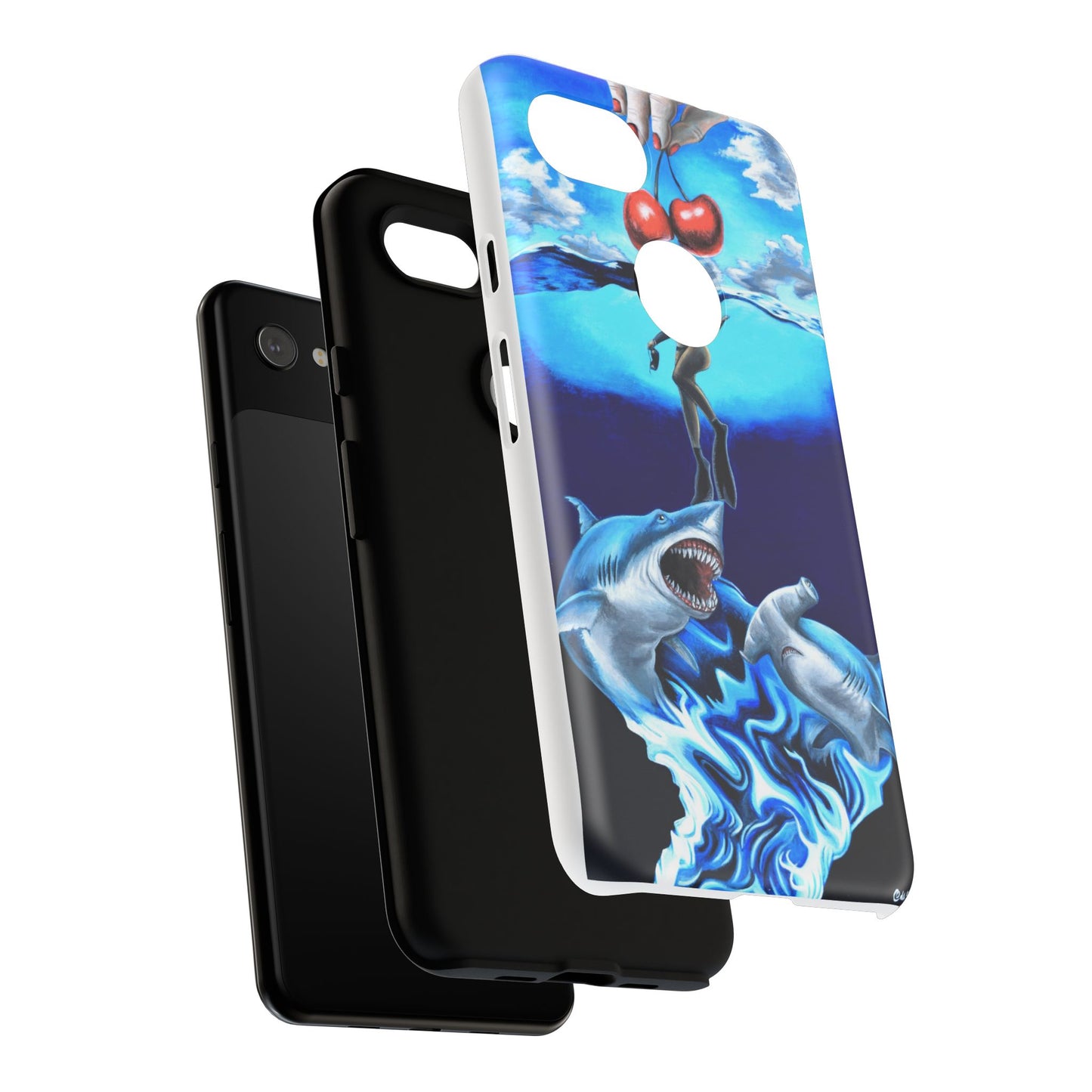 Shark Art Phone Case - Tough Cases, Unique Phone Accessories, Ocean-Inspired Gift, Underwater Art, Fun Phone Cover, Beach Lover Gift