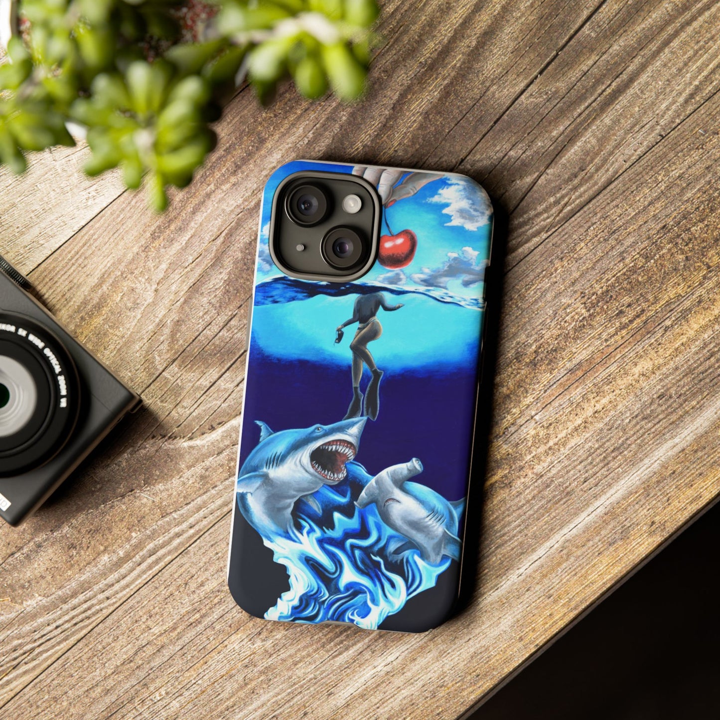 Shark Art Phone Case - Tough Cases, Unique Phone Accessories, Ocean-Inspired Gift, Underwater Art, Fun Phone Cover, Beach Lover Gift