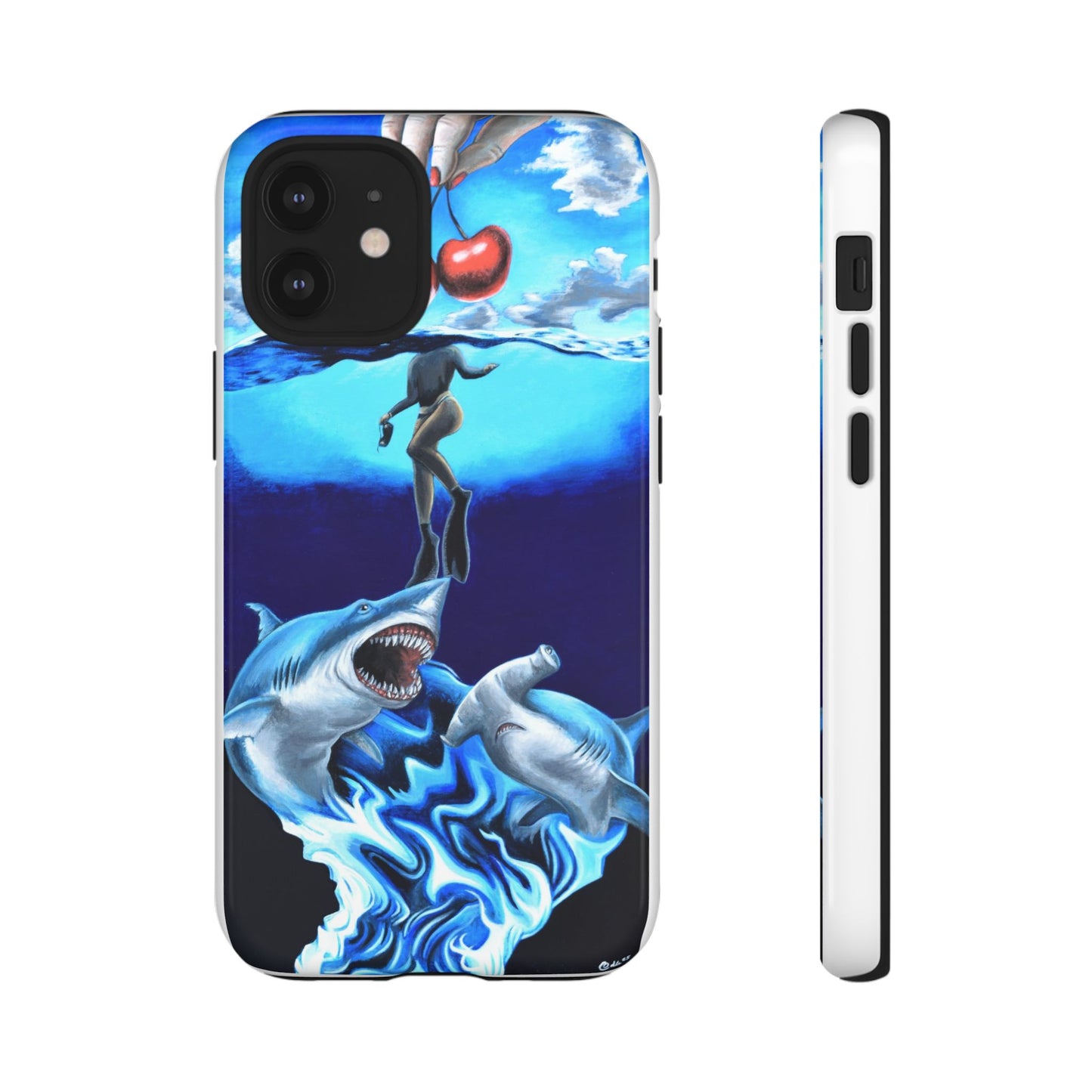 Shark Art Phone Case - Tough Cases, Unique Phone Accessories, Ocean-Inspired Gift, Underwater Art, Fun Phone Cover, Beach Lover Gift
