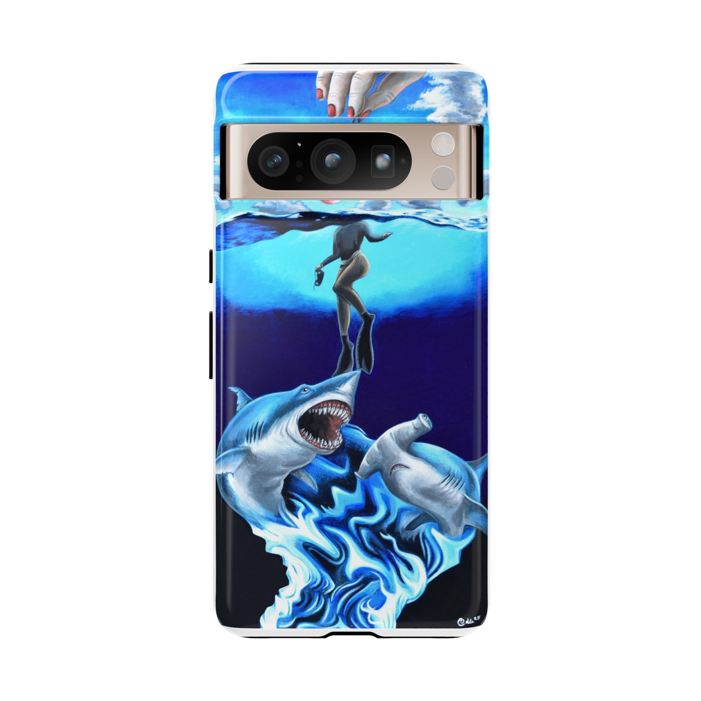 Shark Art Phone Case - Tough Cases, Unique Phone Accessories, Ocean-Inspired Gift, Underwater Art, Fun Phone Cover, Beach Lover Gift