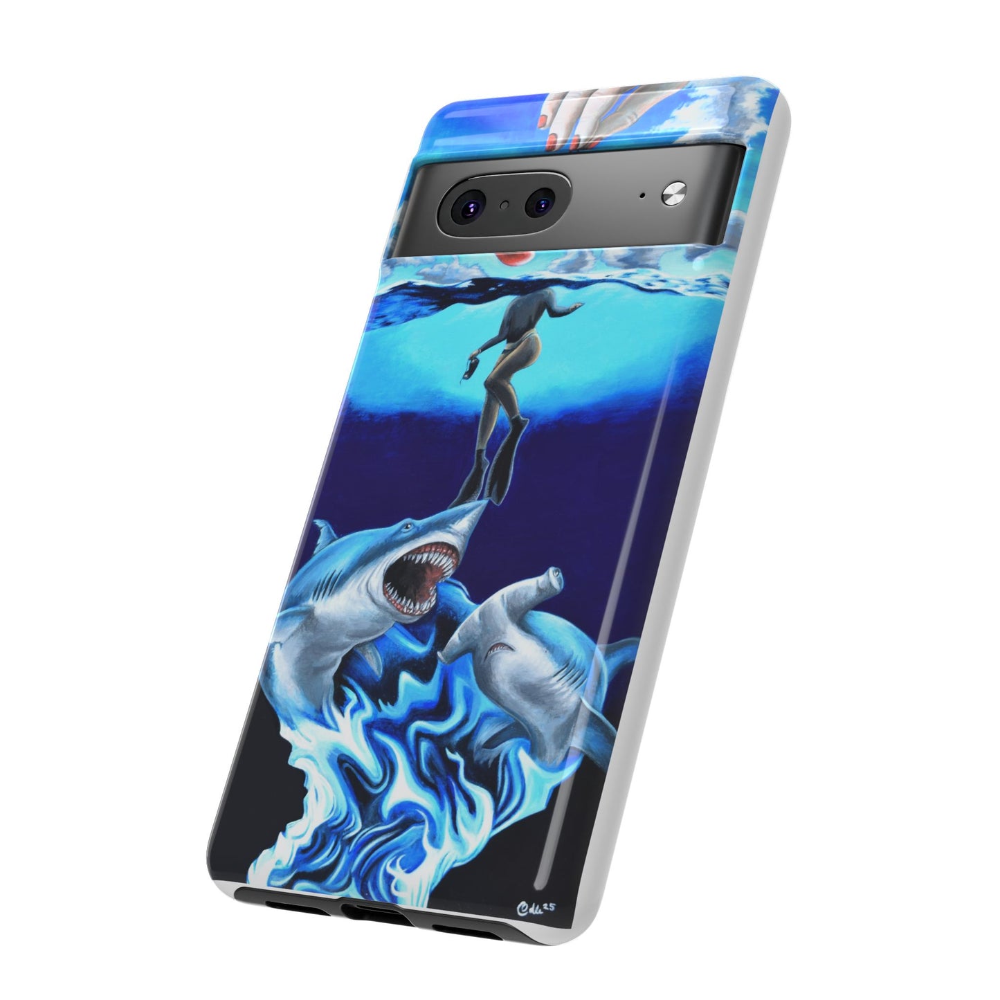 Shark Art Phone Case - Tough Cases, Unique Phone Accessories, Ocean-Inspired Gift, Underwater Art, Fun Phone Cover, Beach Lover Gift