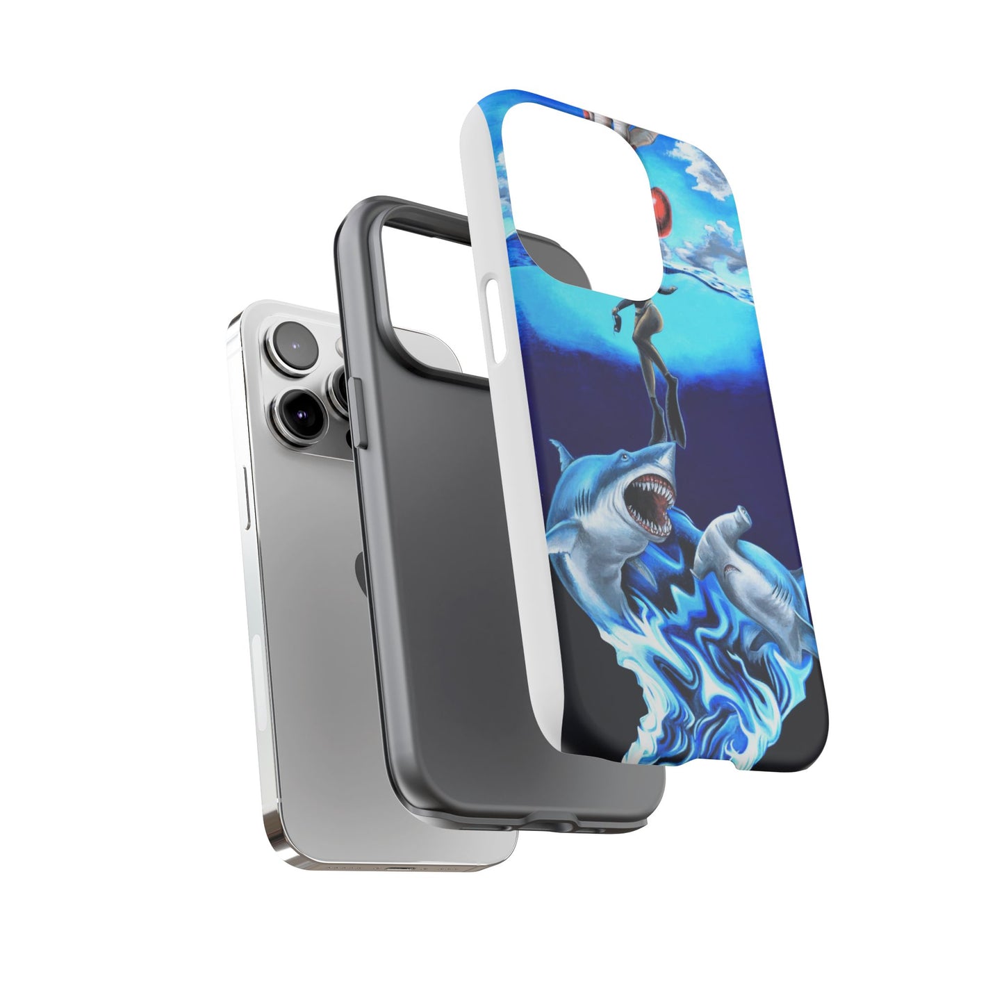 Shark Art Phone Case - Tough Cases, Unique Phone Accessories, Ocean-Inspired Gift, Underwater Art, Fun Phone Cover, Beach Lover Gift