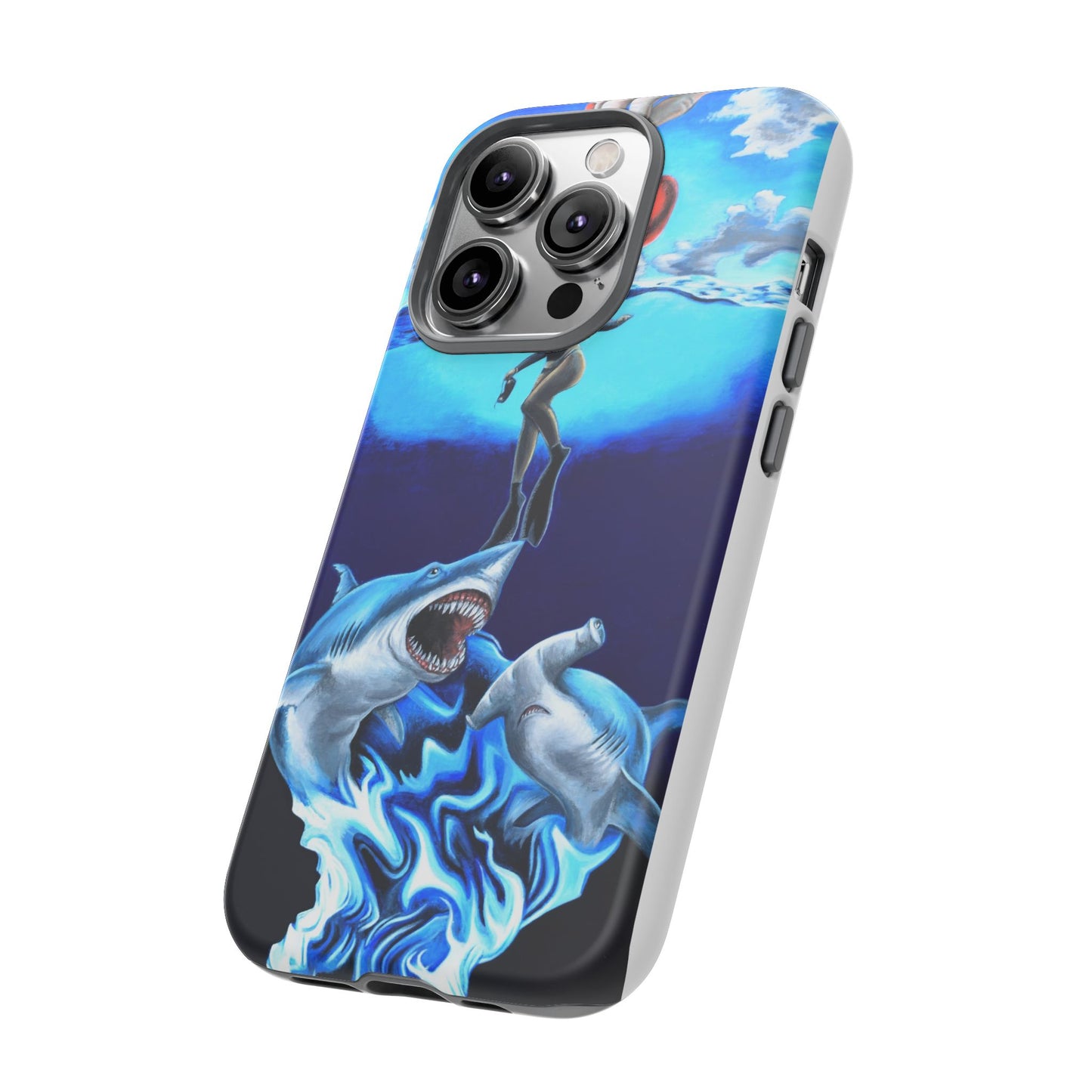 Shark Art Phone Case - Tough Cases, Unique Phone Accessories, Ocean-Inspired Gift, Underwater Art, Fun Phone Cover, Beach Lover Gift