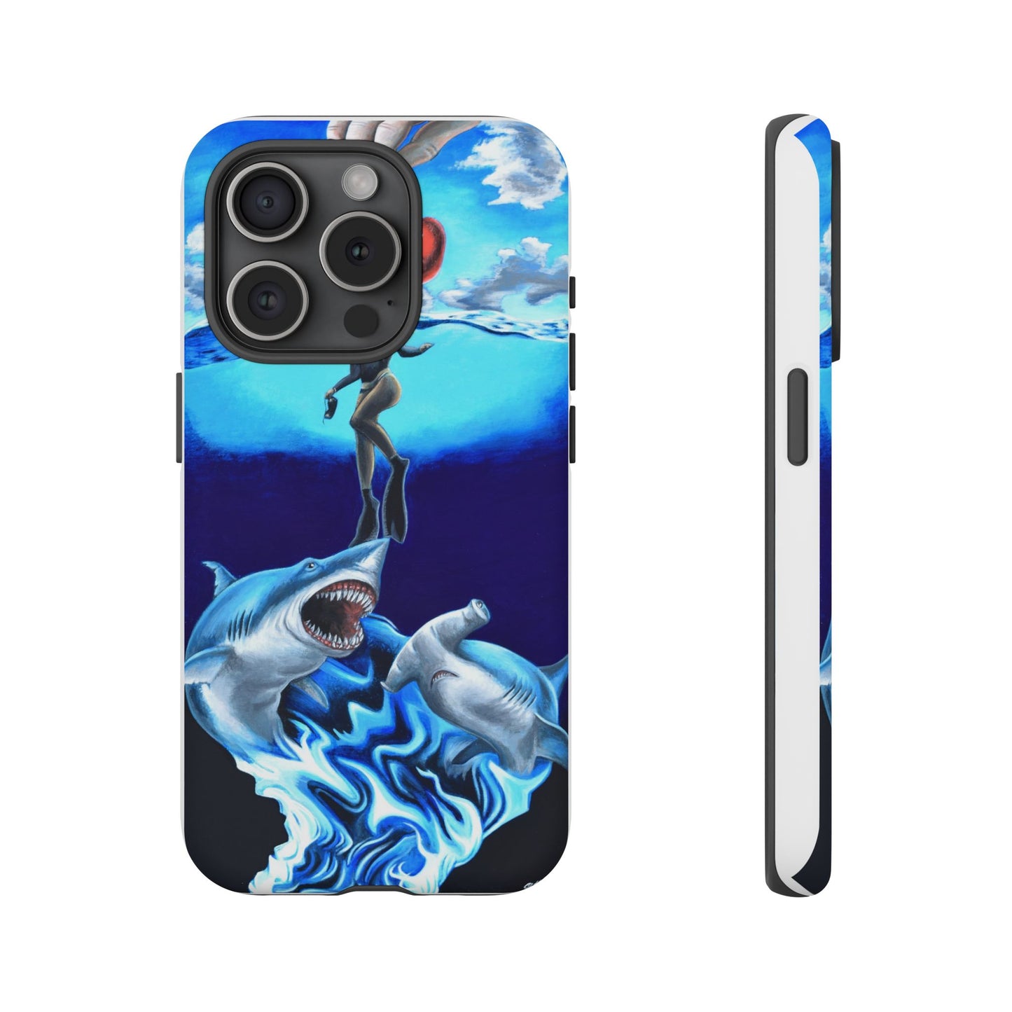 Shark Art Phone Case - Tough Cases, Unique Phone Accessories, Ocean-Inspired Gift, Underwater Art, Fun Phone Cover, Beach Lover Gift
