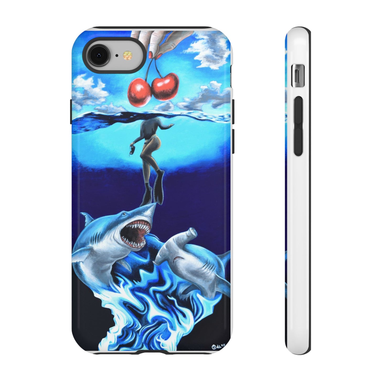 Shark Art Phone Case - Tough Cases, Unique Phone Accessories, Ocean-Inspired Gift, Underwater Art, Fun Phone Cover, Beach Lover Gift