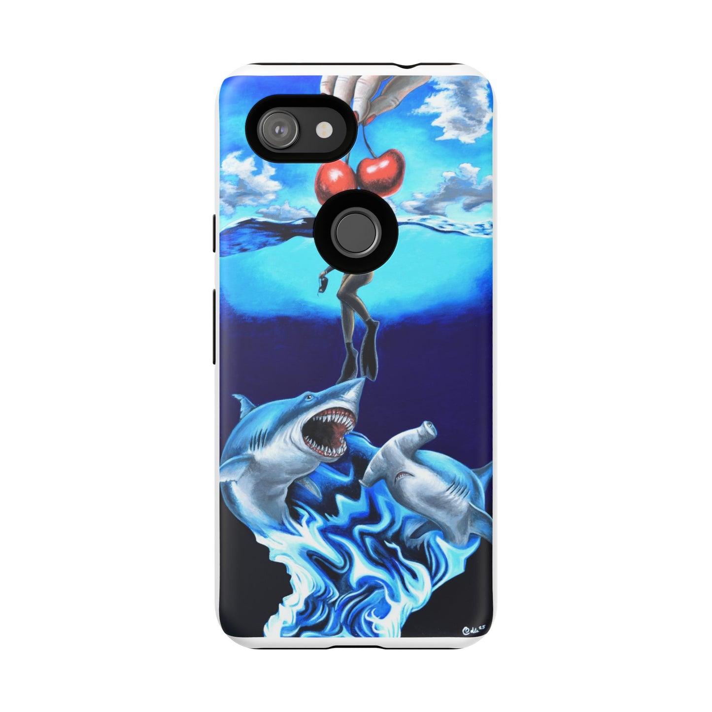 Shark Art Phone Case - Tough Cases, Unique Phone Accessories, Ocean-Inspired Gift, Underwater Art, Fun Phone Cover, Beach Lover Gift