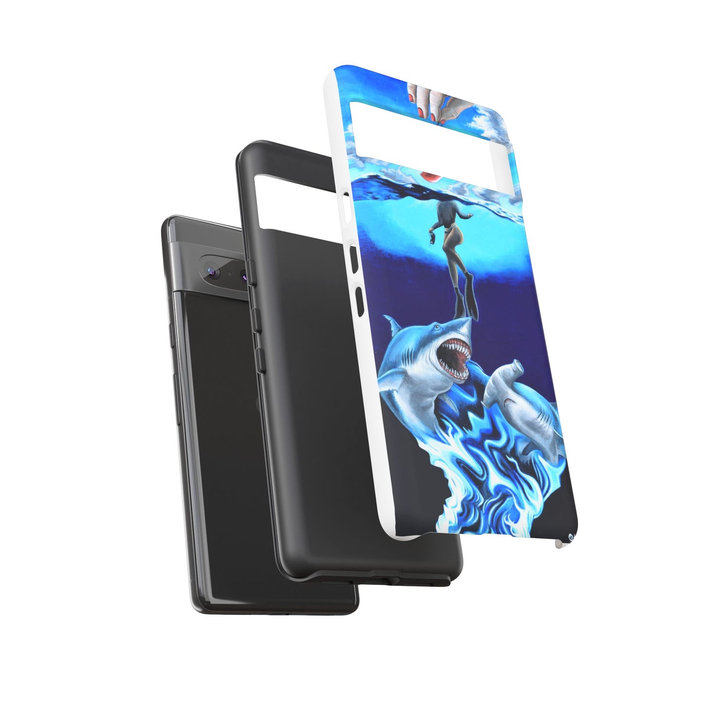 Shark Art Phone Case - Tough Cases, Unique Phone Accessories, Ocean-Inspired Gift, Underwater Art, Fun Phone Cover, Beach Lover Gift