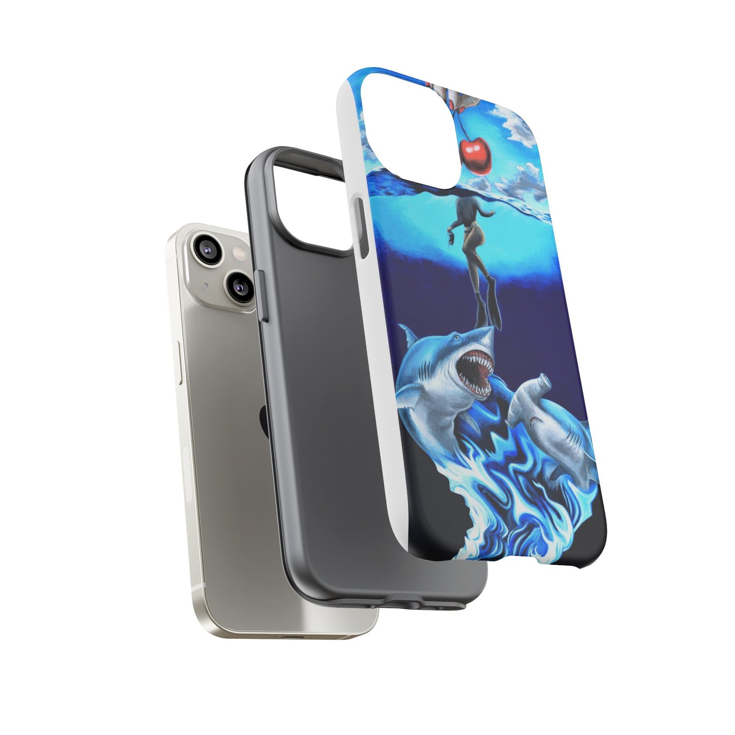 Shark Art Phone Case - Tough Cases, Unique Phone Accessories, Ocean-Inspired Gift, Underwater Art, Fun Phone Cover, Beach Lover Gift