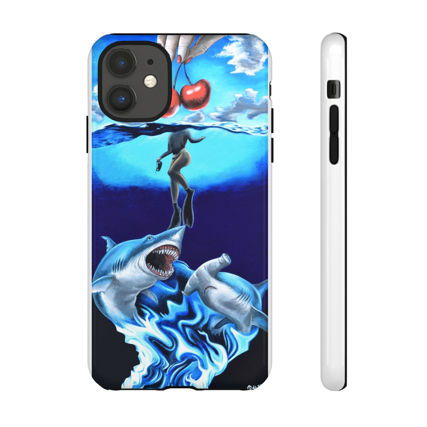 Shark Art Phone Case - Tough Cases, Unique Phone Accessories, Ocean-Inspired Gift, Underwater Art, Fun Phone Cover, Beach Lover Gift