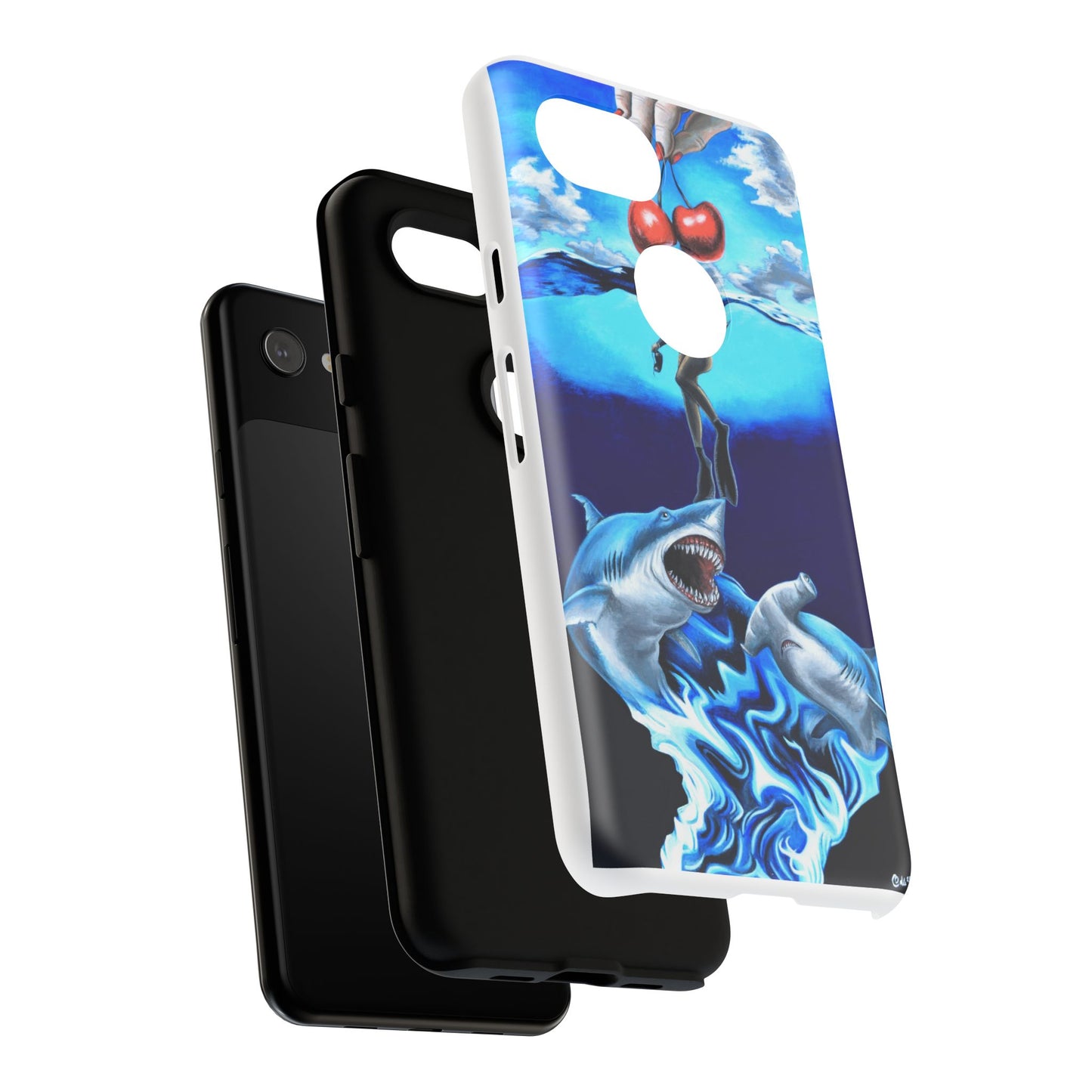 Shark Art Phone Case - Tough Cases, Unique Phone Accessories, Ocean-Inspired Gift, Underwater Art, Fun Phone Cover, Beach Lover Gift