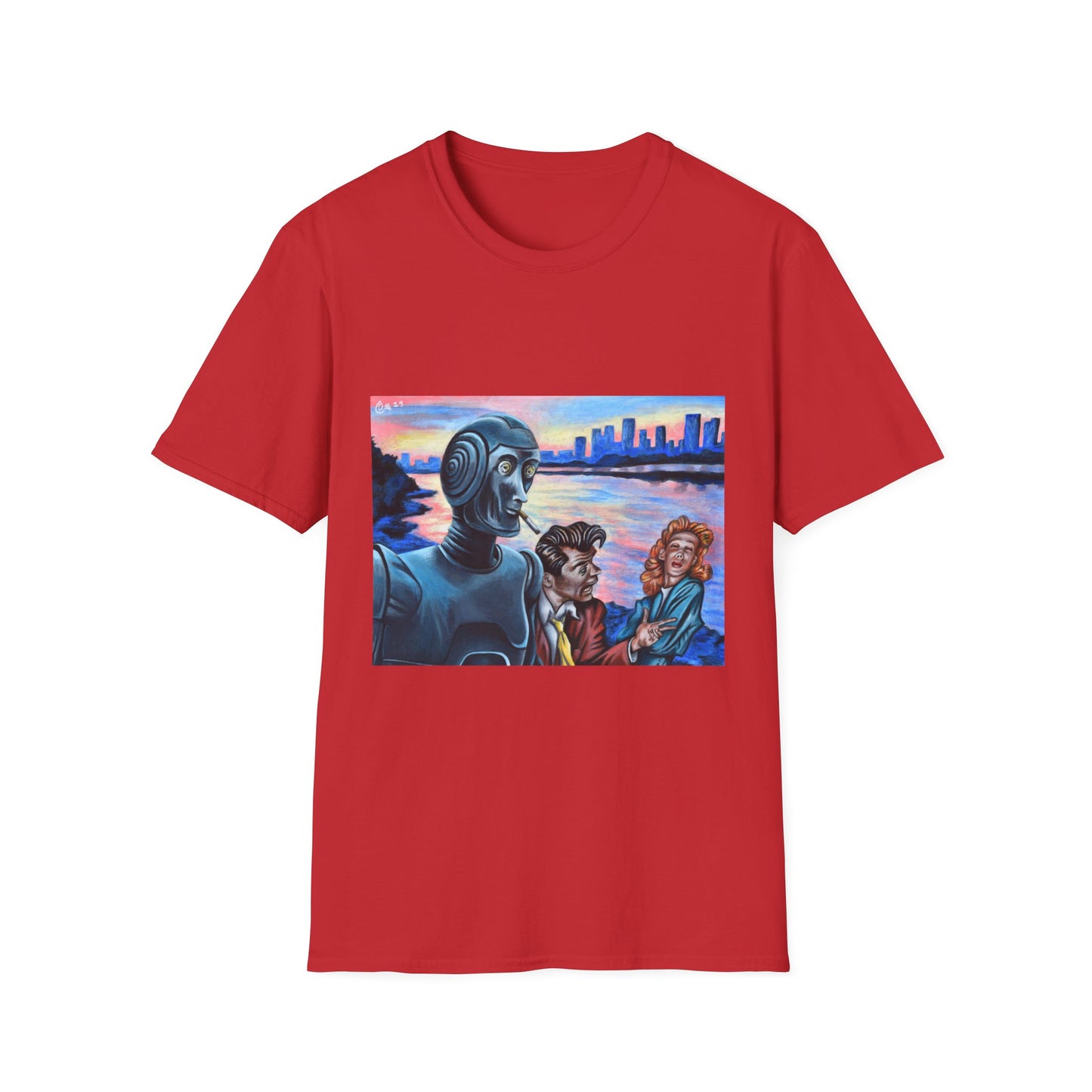 Retro Robot Unisex T-Shirt - Softstyle Graphic Tee for Tech Lovers