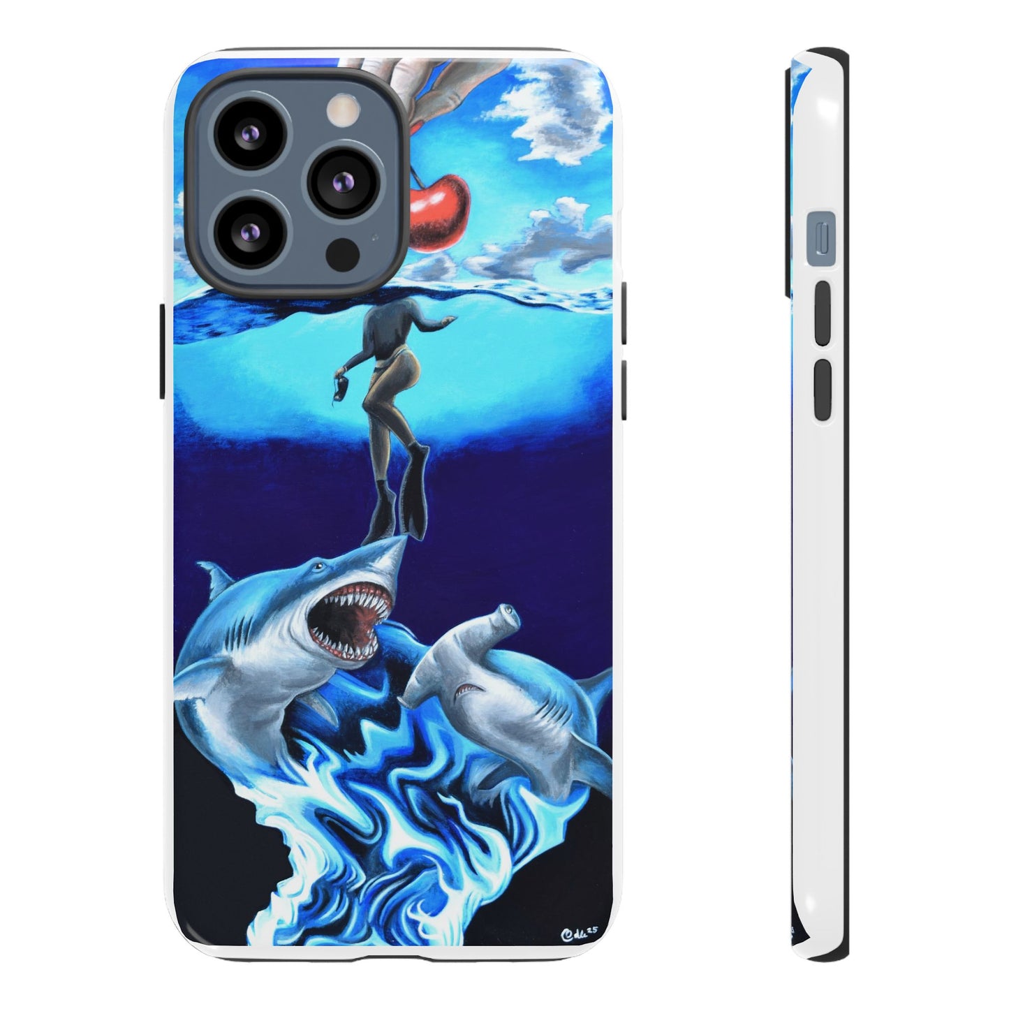 Shark Art Phone Case - Tough Cases, Unique Phone Accessories, Ocean-Inspired Gift, Underwater Art, Fun Phone Cover, Beach Lover Gift