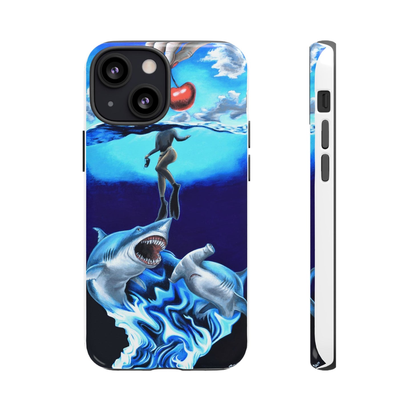 Shark Art Phone Case - Tough Cases, Unique Phone Accessories, Ocean-Inspired Gift, Underwater Art, Fun Phone Cover, Beach Lover Gift