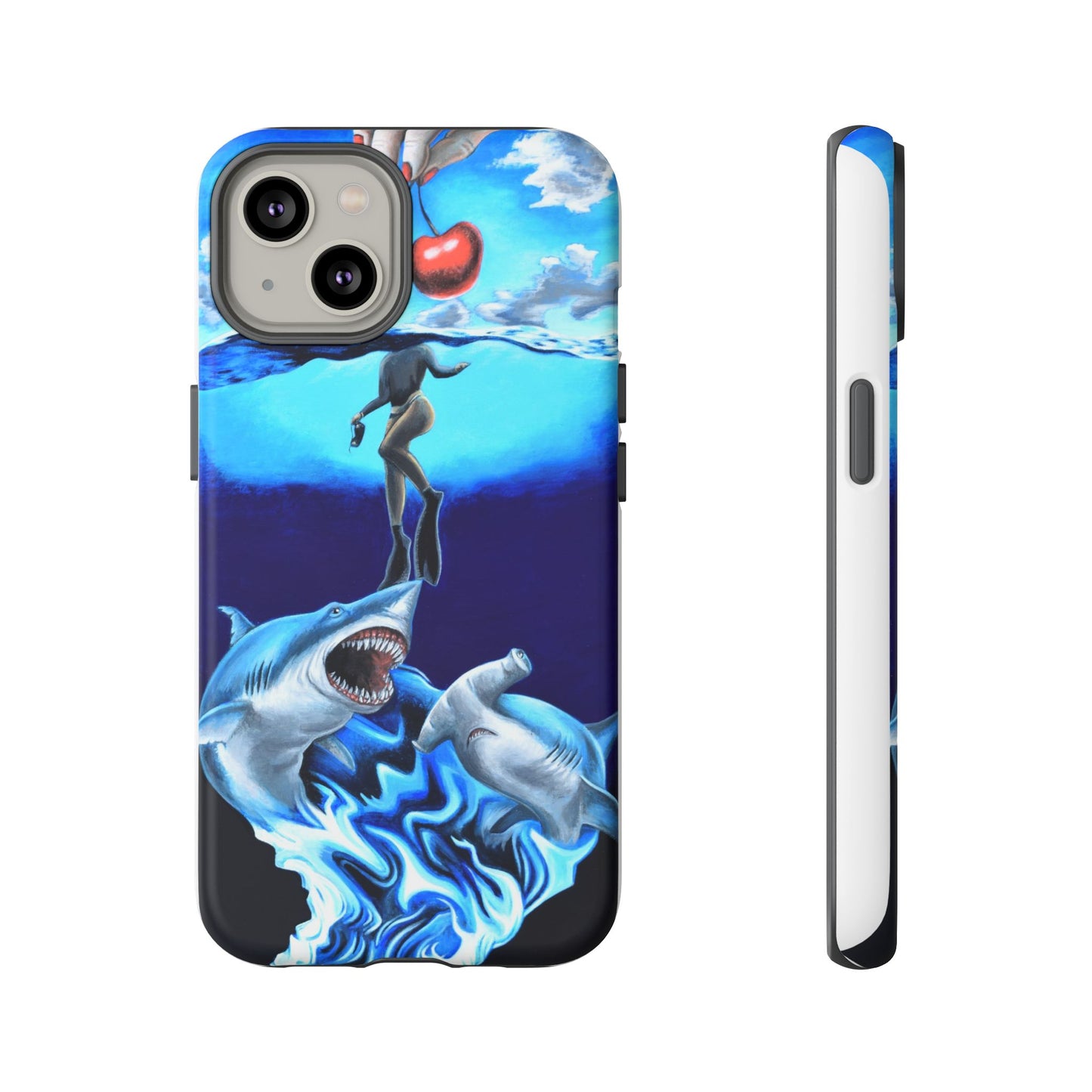Shark Art Phone Case - Tough Cases, Unique Phone Accessories, Ocean-Inspired Gift, Underwater Art, Fun Phone Cover, Beach Lover Gift
