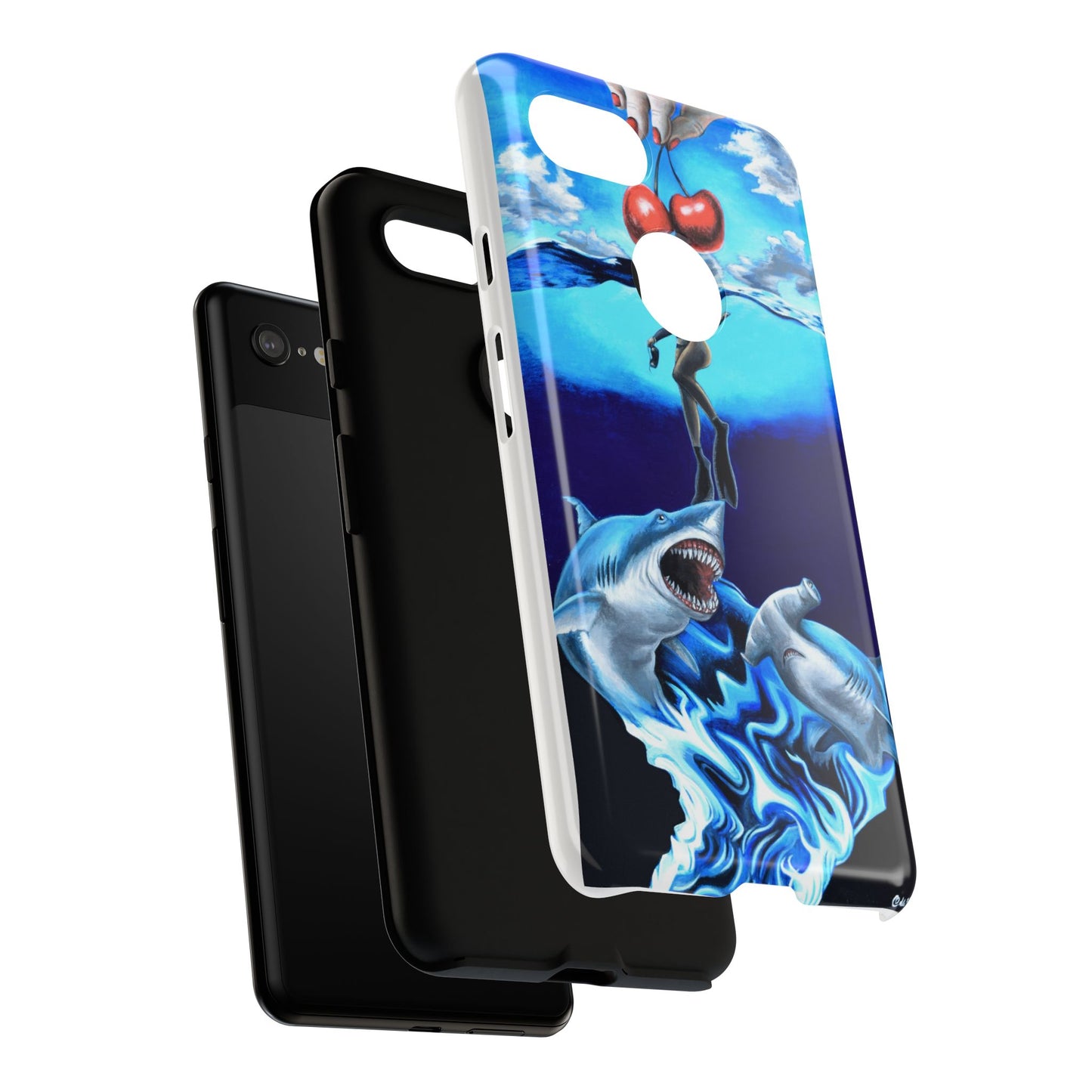 Shark Art Phone Case - Tough Cases, Unique Phone Accessories, Ocean-Inspired Gift, Underwater Art, Fun Phone Cover, Beach Lover Gift