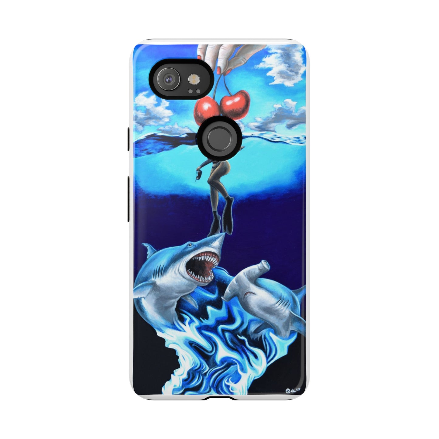 Shark Art Phone Case - Tough Cases, Unique Phone Accessories, Ocean-Inspired Gift, Underwater Art, Fun Phone Cover, Beach Lover Gift