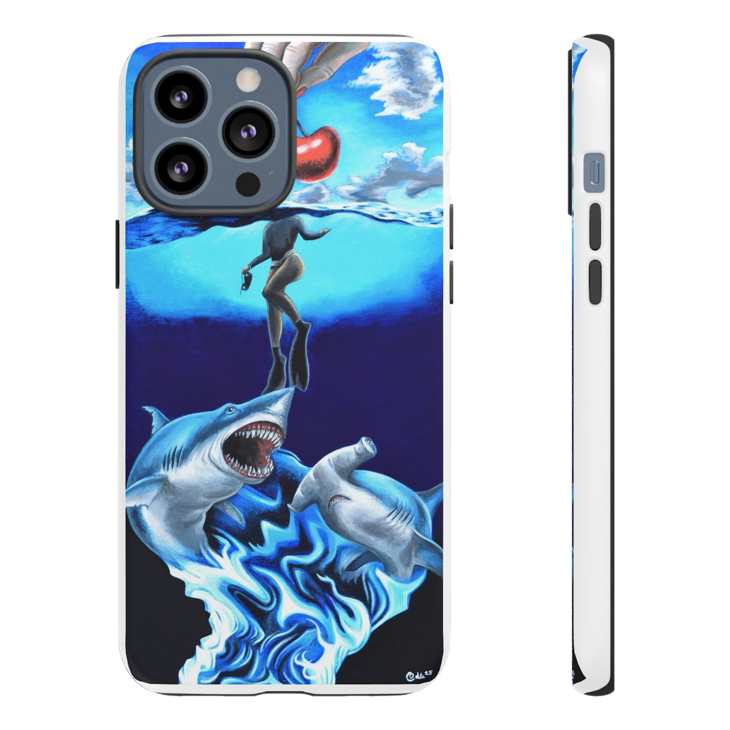 Shark Art Phone Case - Tough Cases, Unique Phone Accessories, Ocean-Inspired Gift, Underwater Art, Fun Phone Cover, Beach Lover Gift