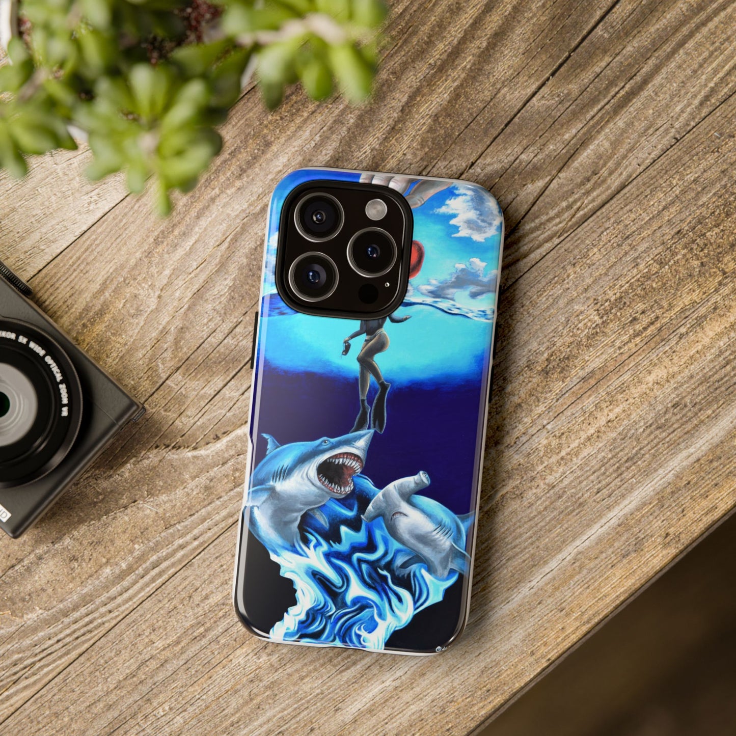Shark Art Phone Case - Tough Cases, Unique Phone Accessories, Ocean-Inspired Gift, Underwater Art, Fun Phone Cover, Beach Lover Gift