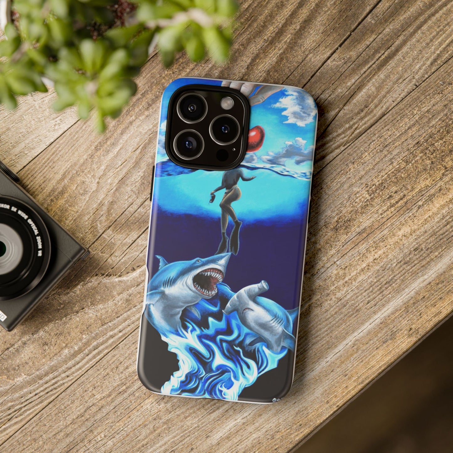 Shark Art Phone Case - Tough Cases, Unique Phone Accessories, Ocean-Inspired Gift, Underwater Art, Fun Phone Cover, Beach Lover Gift