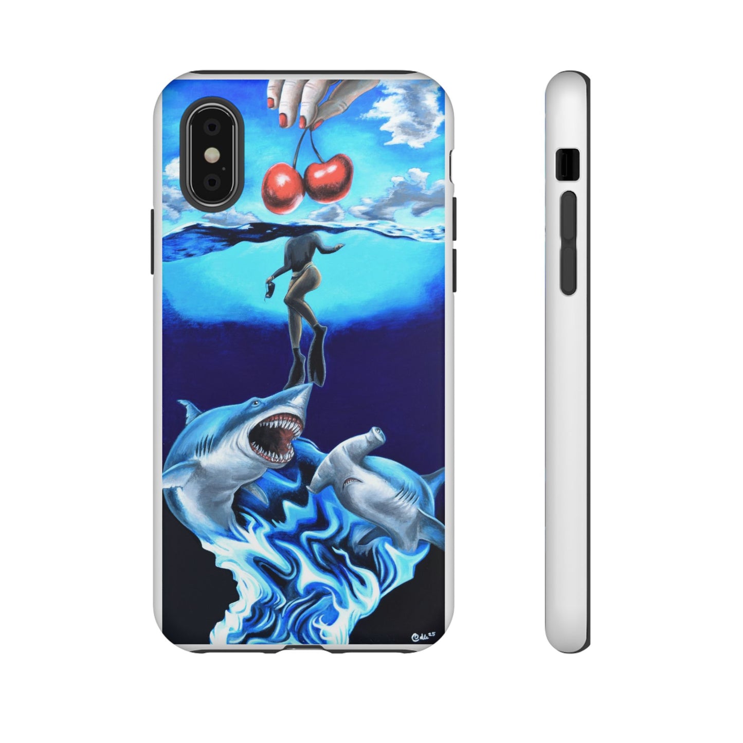 Shark Art Phone Case - Tough Cases, Unique Phone Accessories, Ocean-Inspired Gift, Underwater Art, Fun Phone Cover, Beach Lover Gift