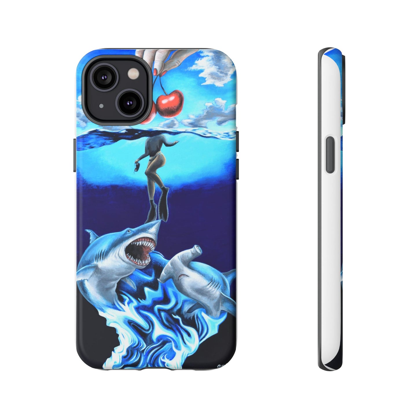Shark Art Phone Case - Tough Cases, Unique Phone Accessories, Ocean-Inspired Gift, Underwater Art, Fun Phone Cover, Beach Lover Gift
