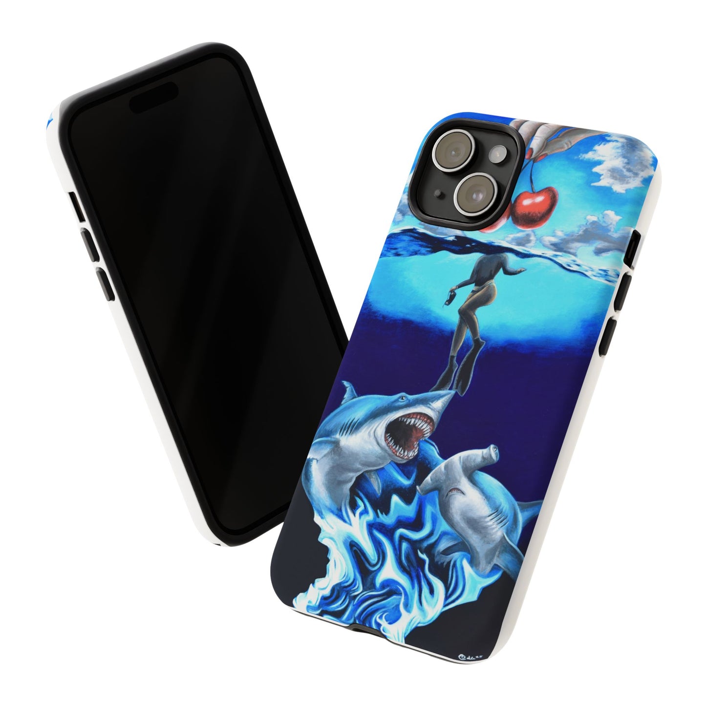 Shark Art Phone Case - Tough Cases, Unique Phone Accessories, Ocean-Inspired Gift, Underwater Art, Fun Phone Cover, Beach Lover Gift