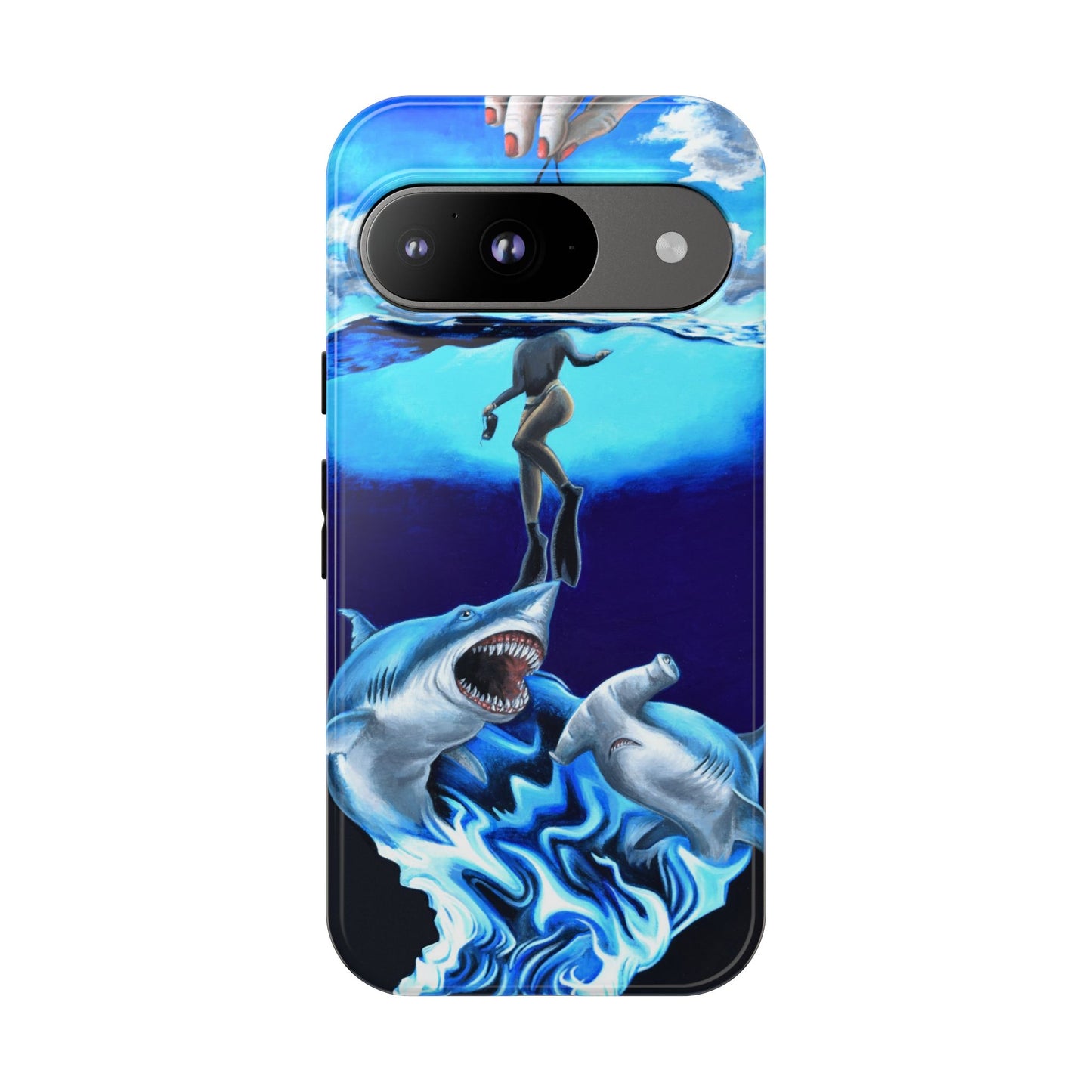 Shark Art Phone Case - Tough Cases, Unique Phone Accessories, Ocean-Inspired Gift, Underwater Art, Fun Phone Cover, Beach Lover Gift