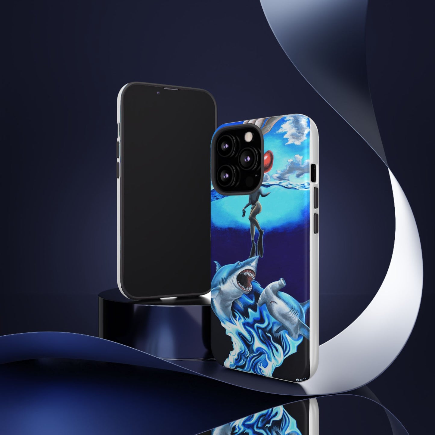 Shark Art Phone Case - Tough Cases, Unique Phone Accessories, Ocean-Inspired Gift, Underwater Art, Fun Phone Cover, Beach Lover Gift