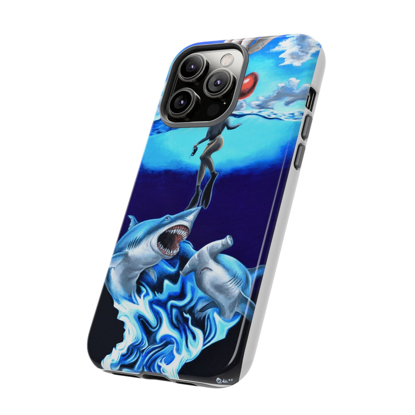 Shark Art Phone Case - Tough Cases, Unique Phone Accessories, Ocean-Inspired Gift, Underwater Art, Fun Phone Cover, Beach Lover Gift