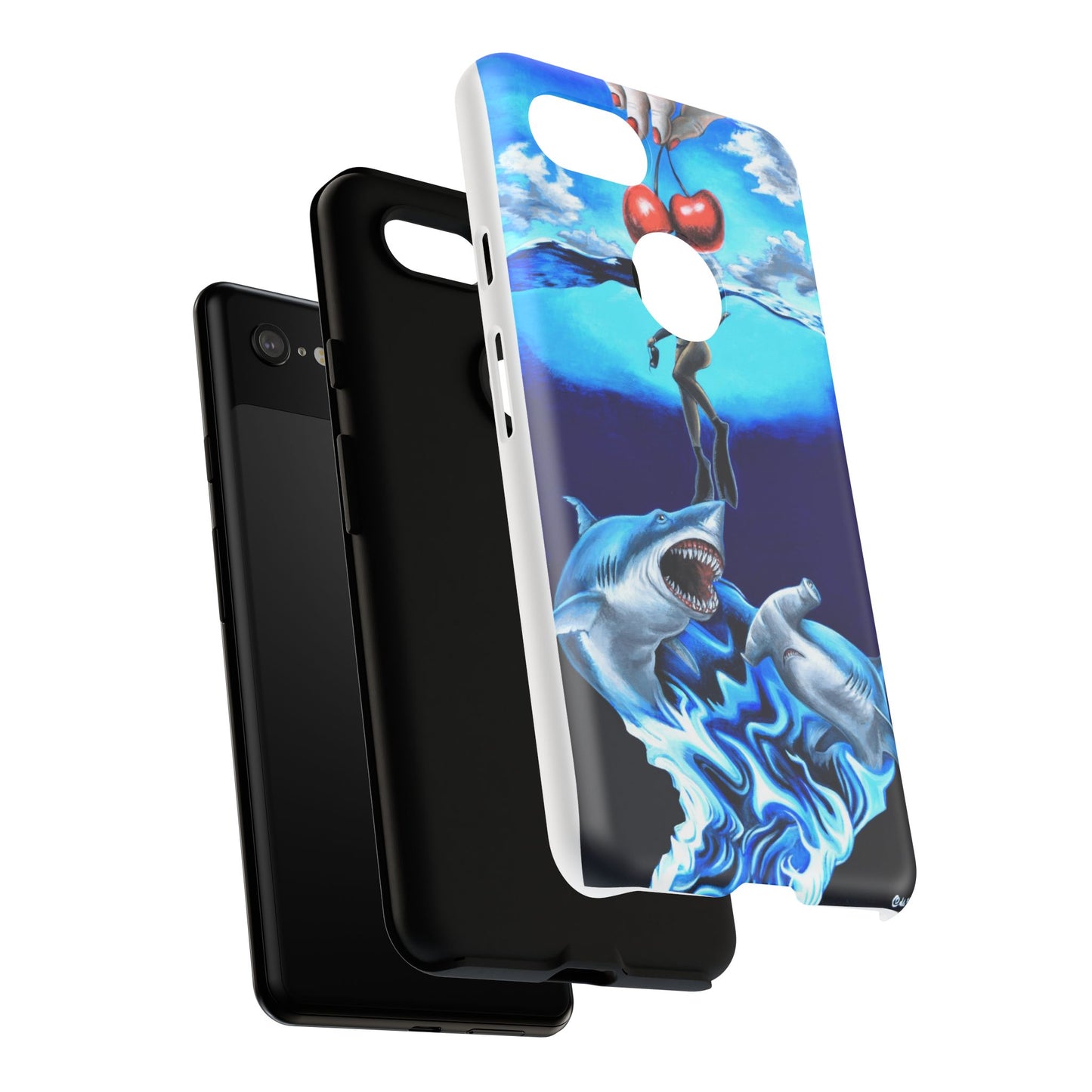 Shark Art Phone Case - Tough Cases, Unique Phone Accessories, Ocean-Inspired Gift, Underwater Art, Fun Phone Cover, Beach Lover Gift