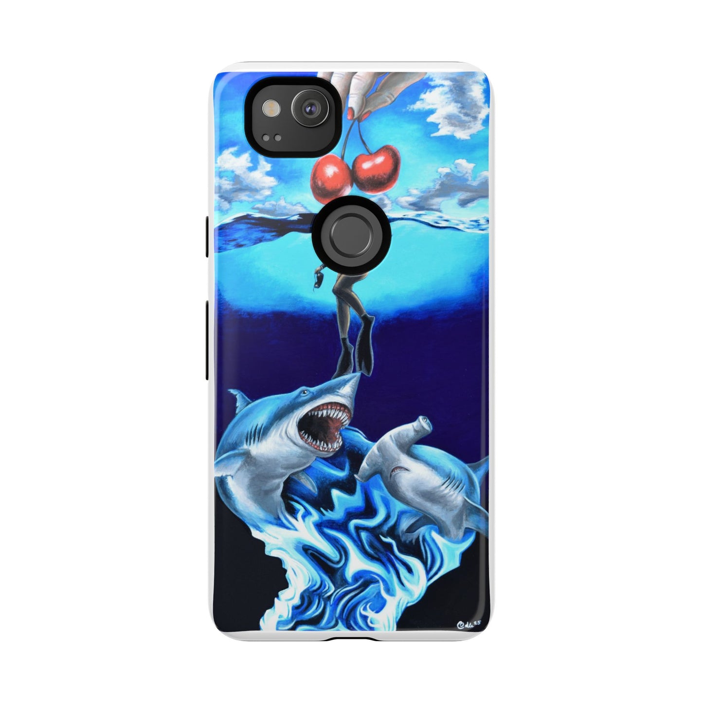 Shark Art Phone Case - Tough Cases, Unique Phone Accessories, Ocean-Inspired Gift, Underwater Art, Fun Phone Cover, Beach Lover Gift