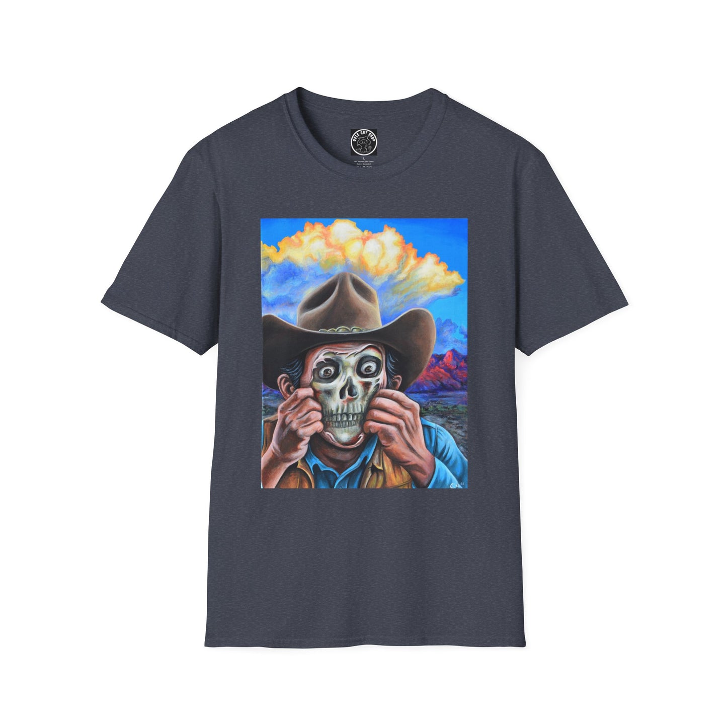 Colorful Cowboy Skull Graphic T-Shirt | Unisex Shirt for Festivals, Halloween, Casual Wear, Gift for Him/Her, Unique Art Tee